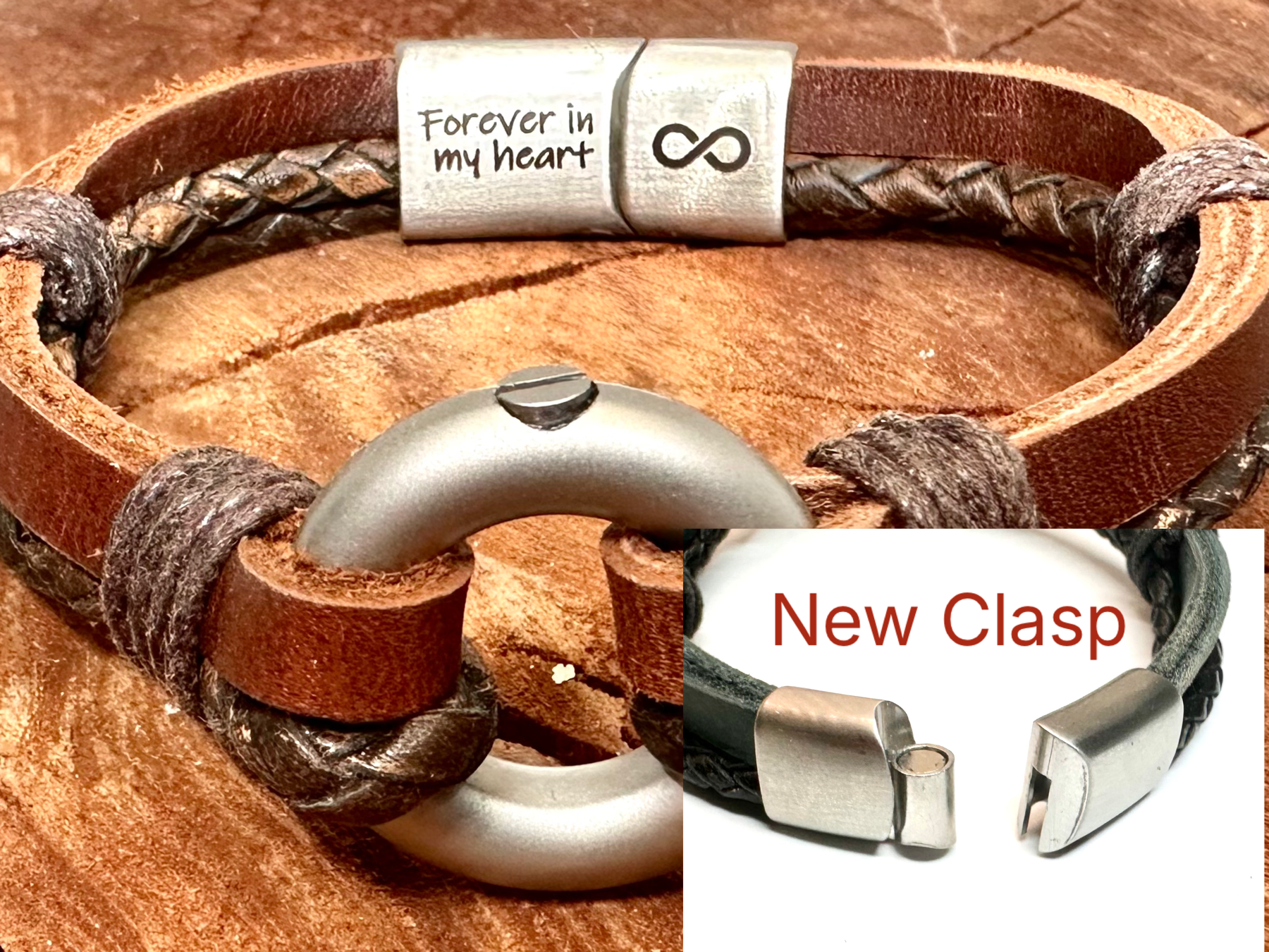 Brown Leather Memorial Urn Bracelet