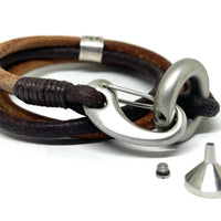 Urn Bracelet, Modern Pet Urn, Ashes Jewellery, Brown Double Wrap Leather Bracelet, Personalised Leather Engraved Memorial Bracelet