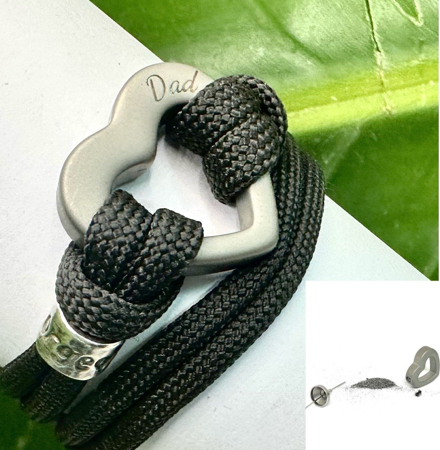 Heart Urn Cremation Bracelet, Custom Paracord Bracelet for Ashes, Cremation Jewelry Urn Bracelet for Ashes Keepsake, Memorial Bracelet Homme
