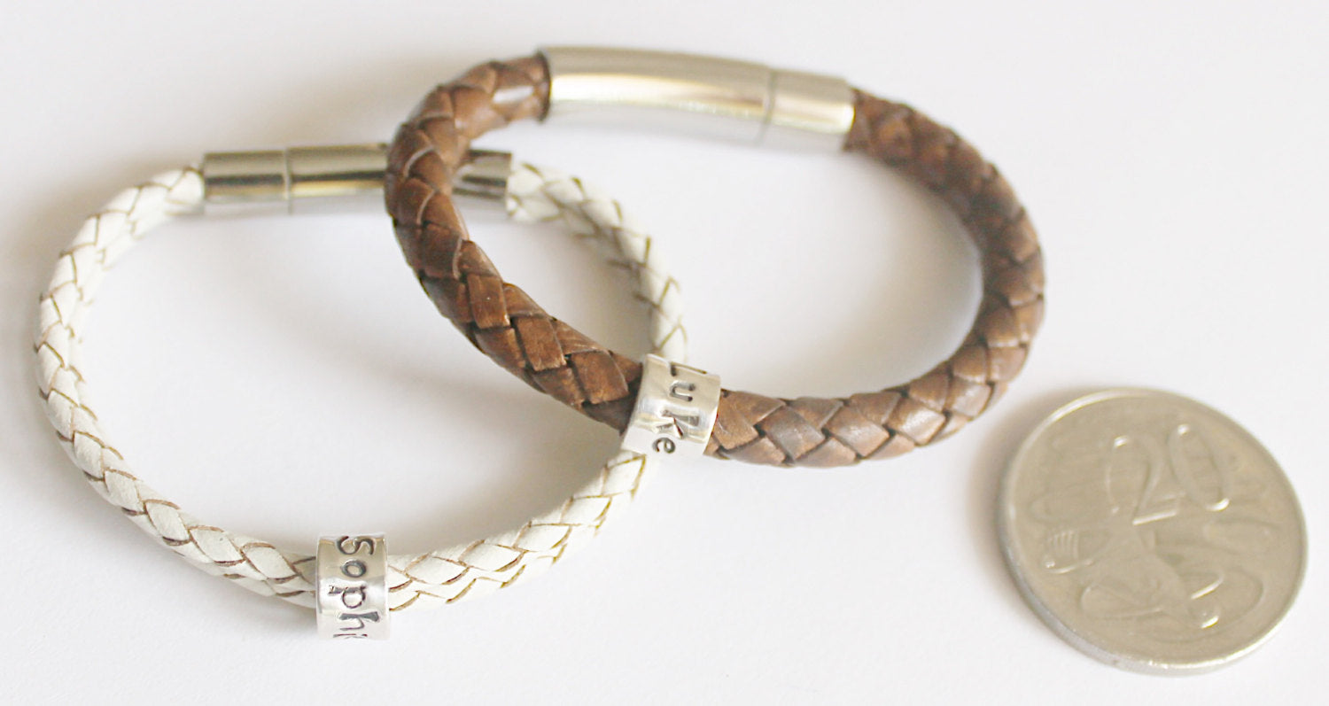 Children's Personalised Single Leather Wrap Bracelet