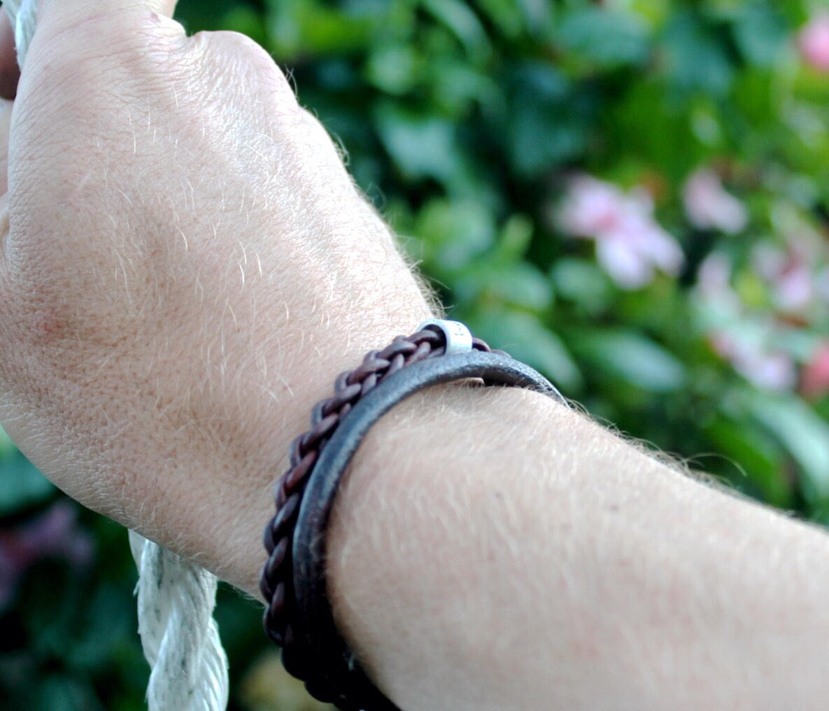 Mens Leather Bracelet, Fathers Day, Men Personalised Bracelet, Custom bracelet, Mens Gift, Mens  Charm, Men Leather Wrap, engraved bracelet