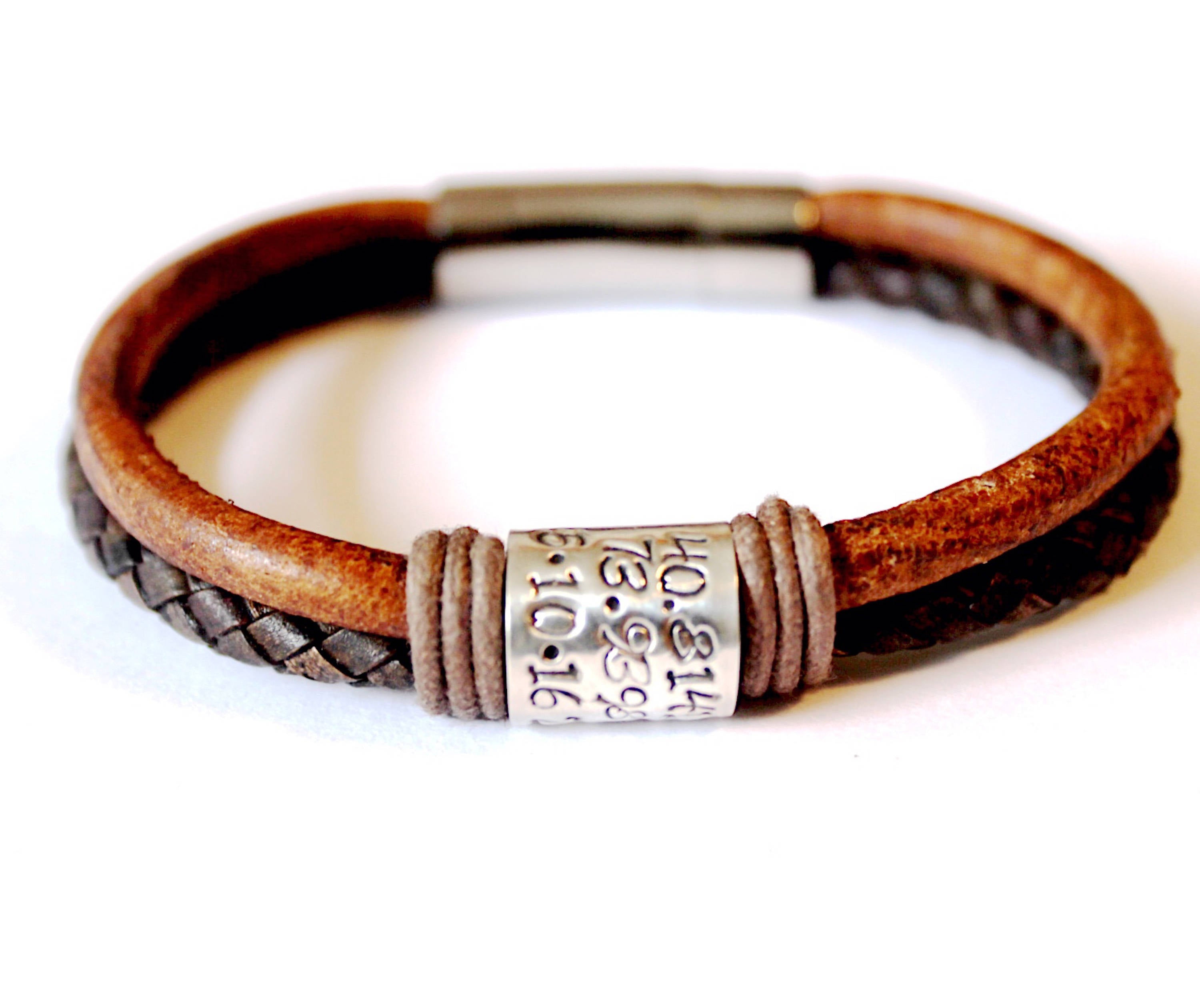 Mens bracelet, Fathers Day, Bracelet, Leather Bracelet, Mens leather bracelet, Father Day Gift, Mens Personalised Bracelet, gift for dads