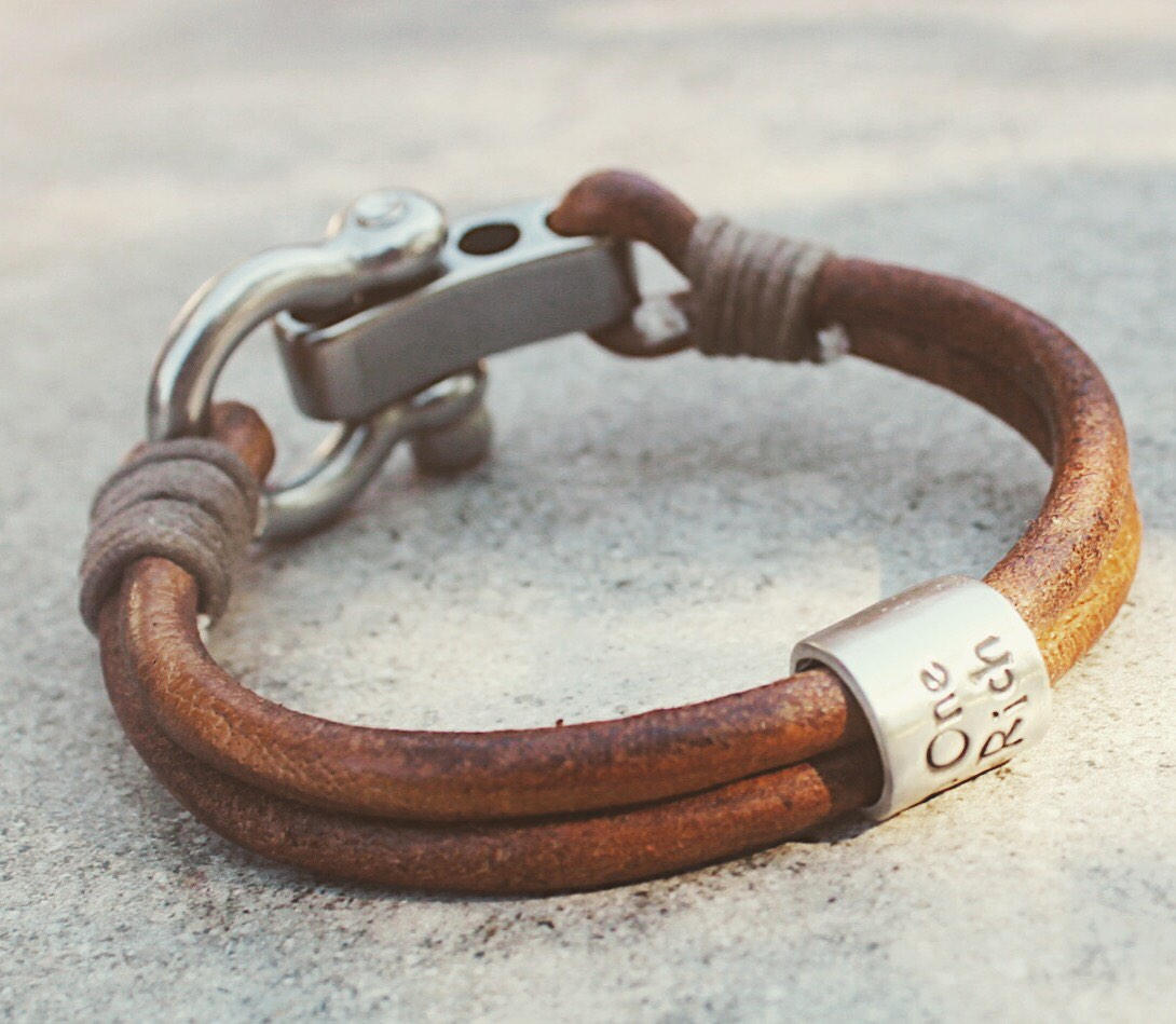 Mens Jewelry, Gift for Him, Mens Bracelet, Gift for Dad, Silver Charm Bracelet, Fathers Day Gift, Men Leather Bracelet, Mens Wrap Bracelet