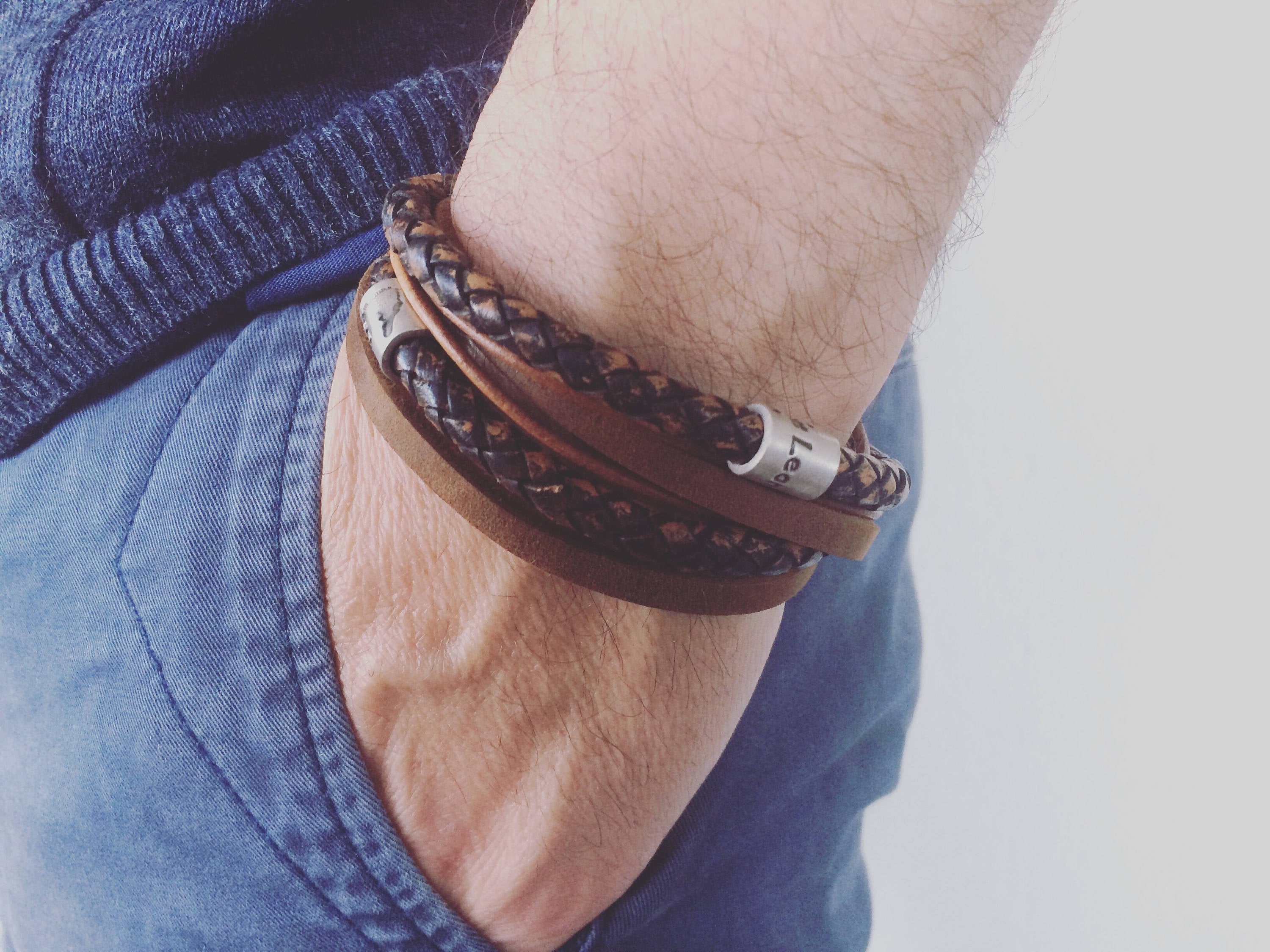 Mens Personalised Bracelet, Leather Wrap, Custom Stamped Mens Bracelet, Mens Gift, Personalised for Men, Mens, Leather Bracelet for Men