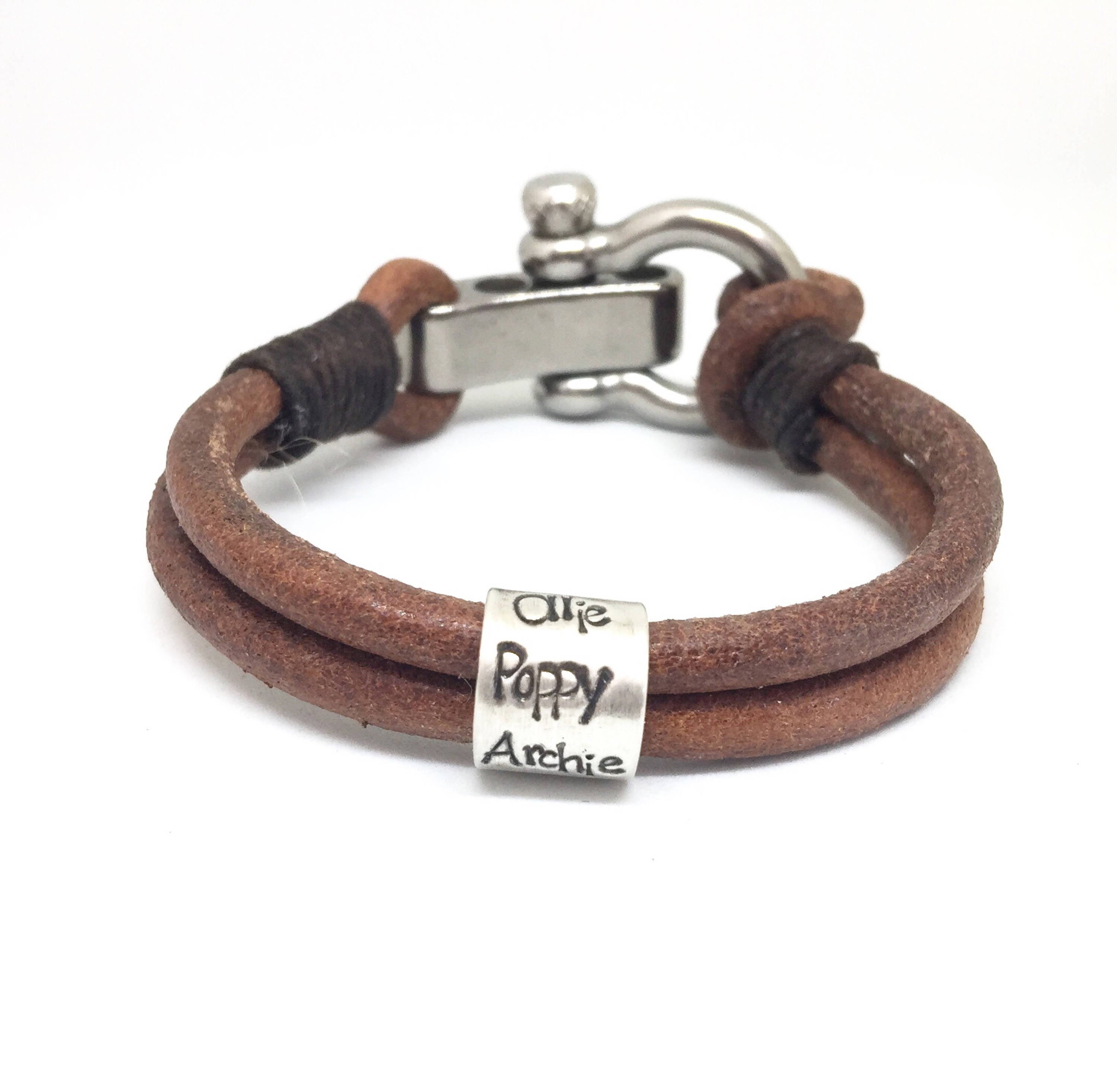 Mens Personalised Silver Bead Bracelet