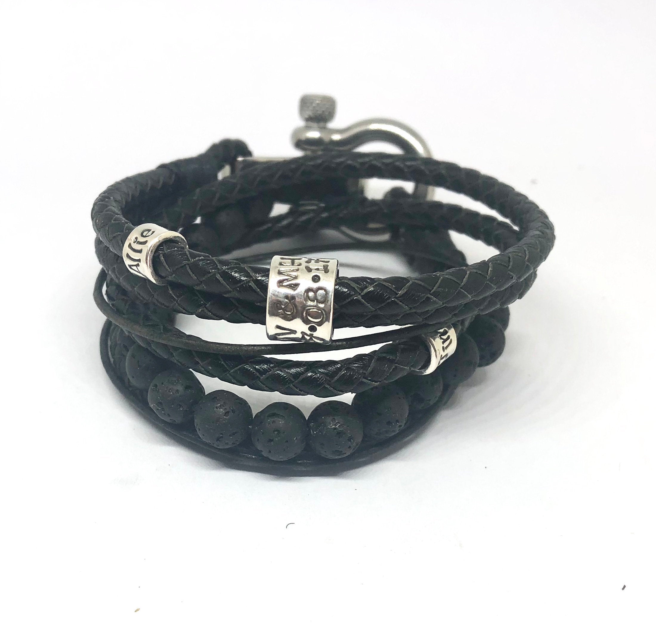 Mens Bracelet, Fathers Day Lava Beads, Gift For Him, Mens Jewellery, Gemstone Beads, Black beaded Bracelet, Men Beaded Bracelet, Mens