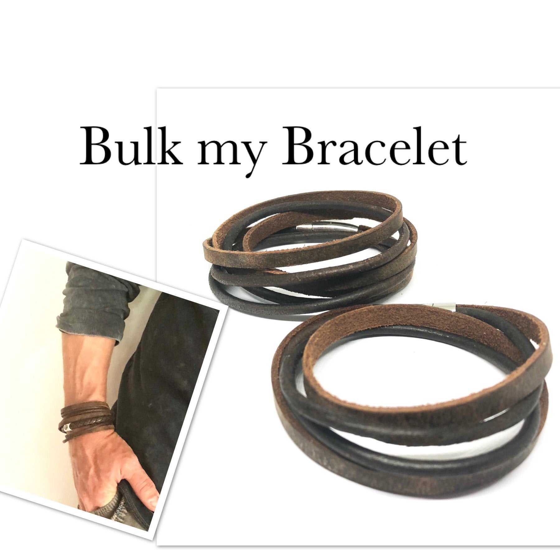 Black Double Wrap Braided Leather Bracelet and Personalised Name Bead Bracelet . Mens leather bracelet . Womens Leather Bracelet .