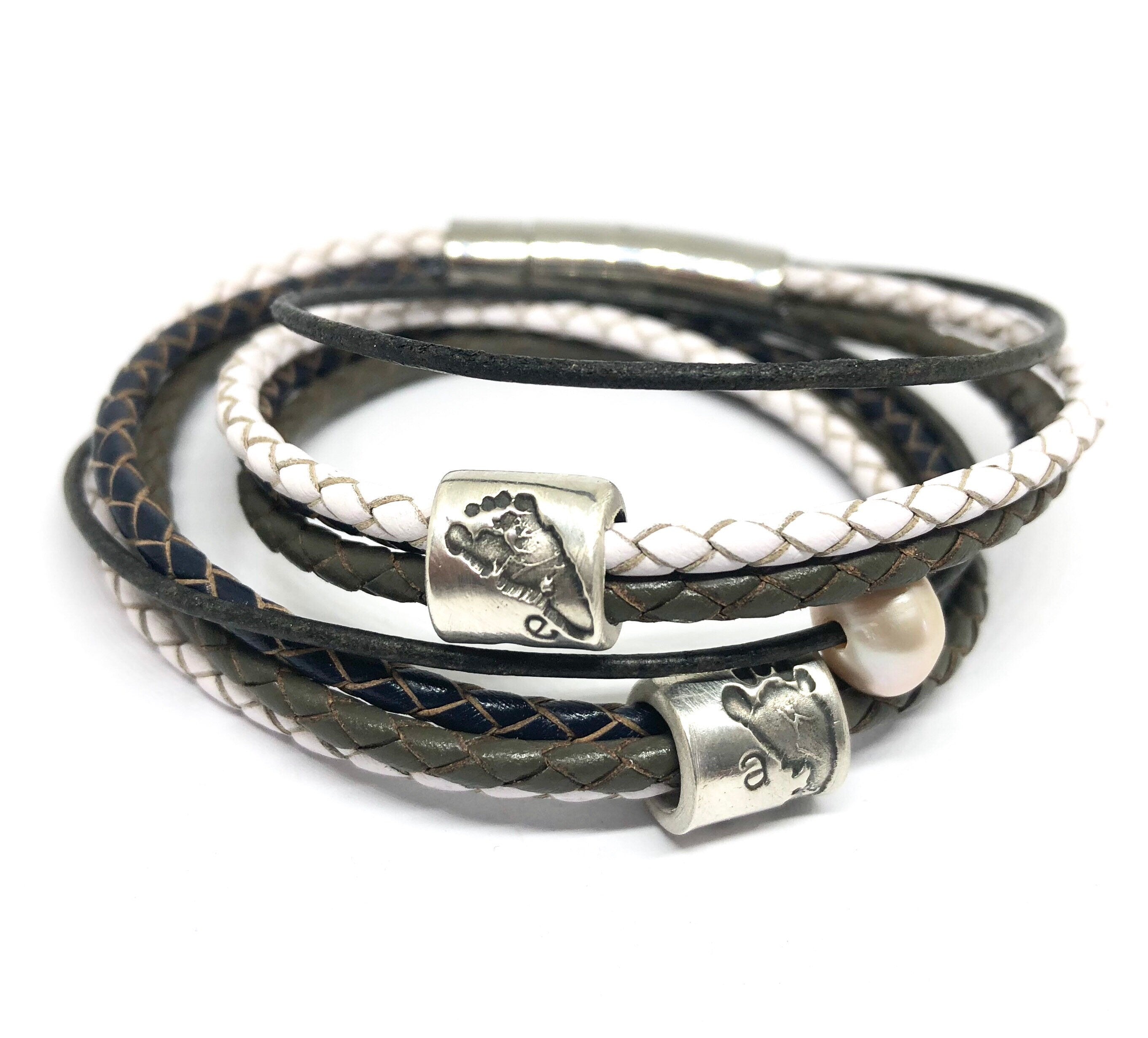 Silver Foot Print Bracelet, New Mum Bracelet, Bracelet Femme, Mothers day Gift