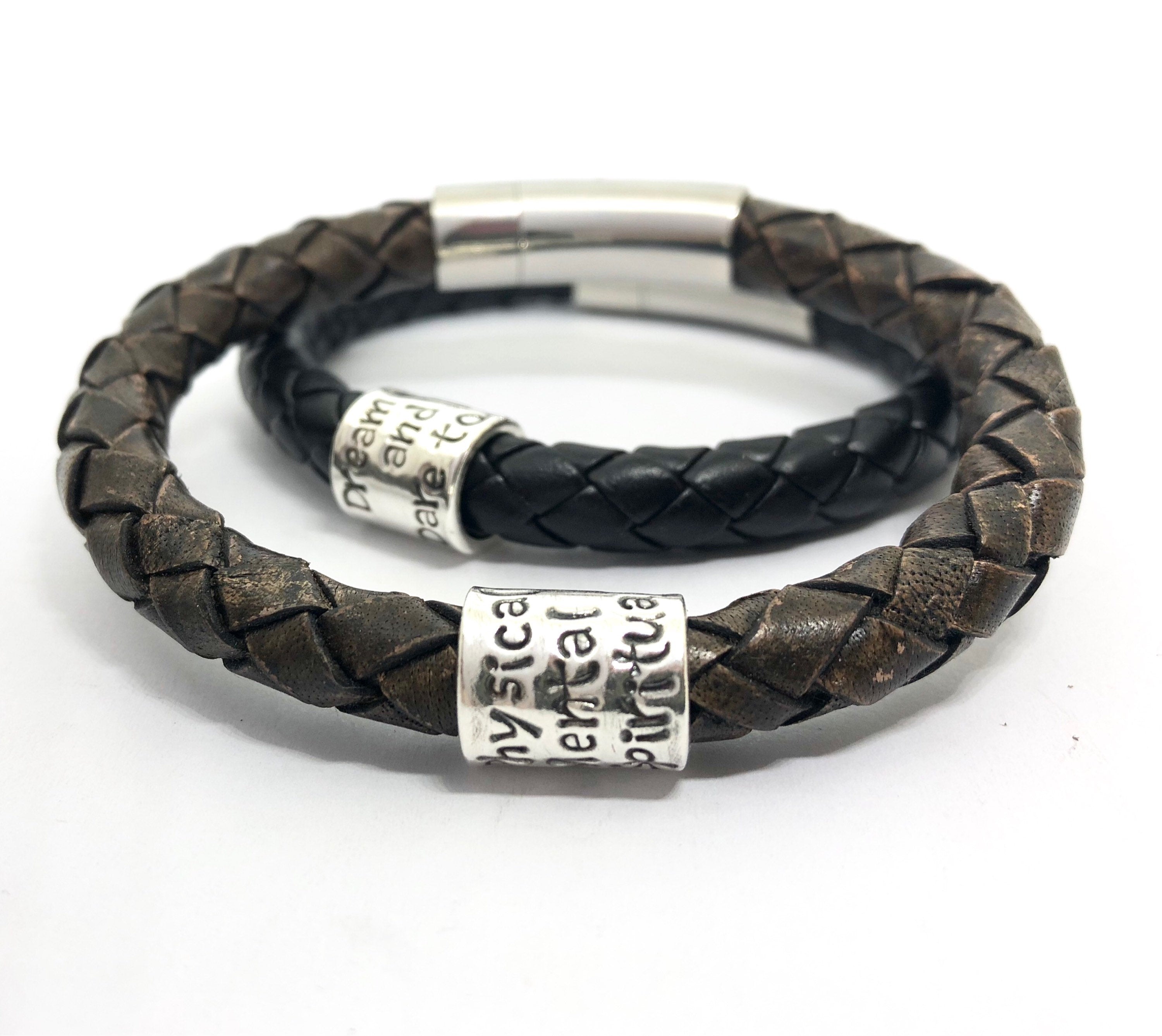 Coordinates Charm Bracelet, Mountain Climber Gift, Medical Bracelet, Hand Stamped GPS, Personalised Leather Bracelet, Groomsmen, Valentines