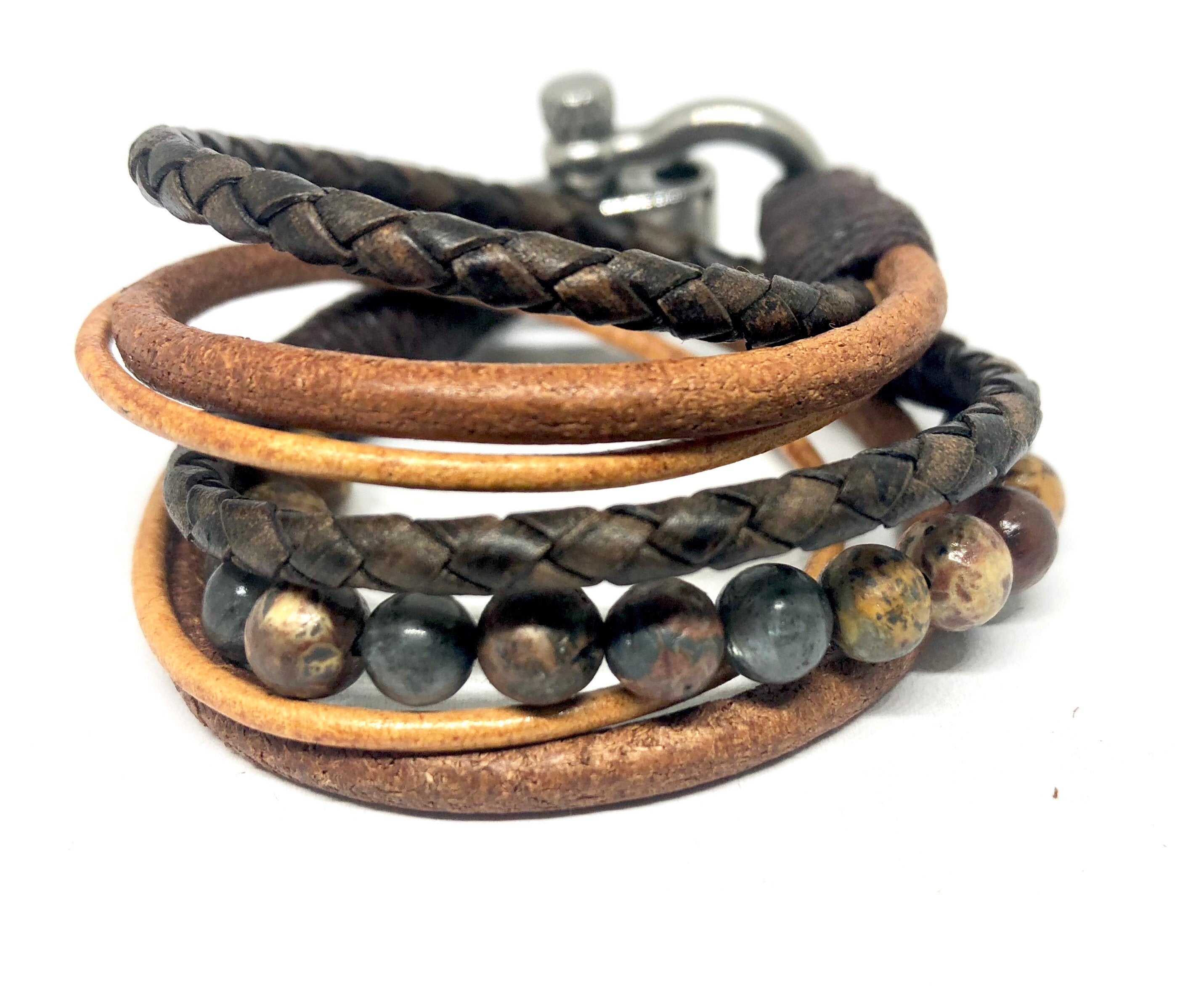 Womens Boho Bracelet, Couples Bracelets, Leather Gemstone Wrap, Gift for Her, Valentines Gift