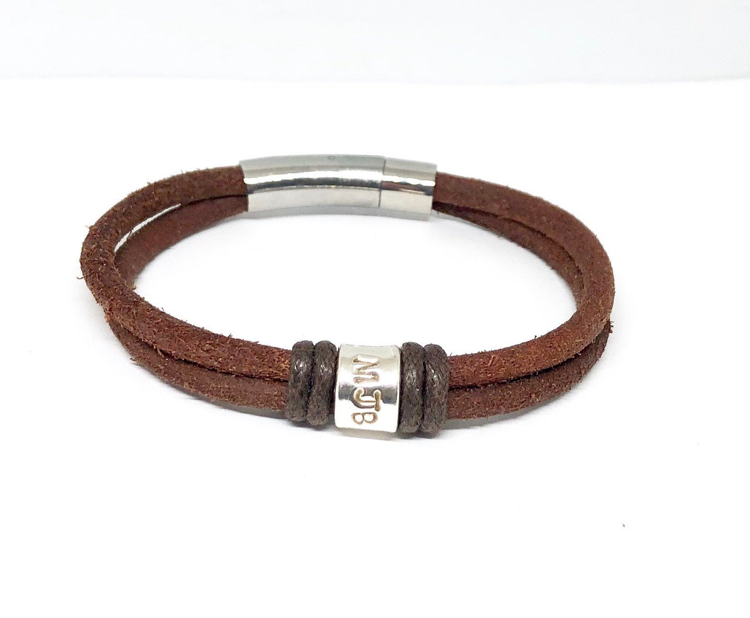 Men's Bracelet Leather Wrap Earthy Rust Brown Bracelet As Seen on Evan Hall in the 2024 Lifetime Movie The Gabby Petito Donation to Joyful Heart