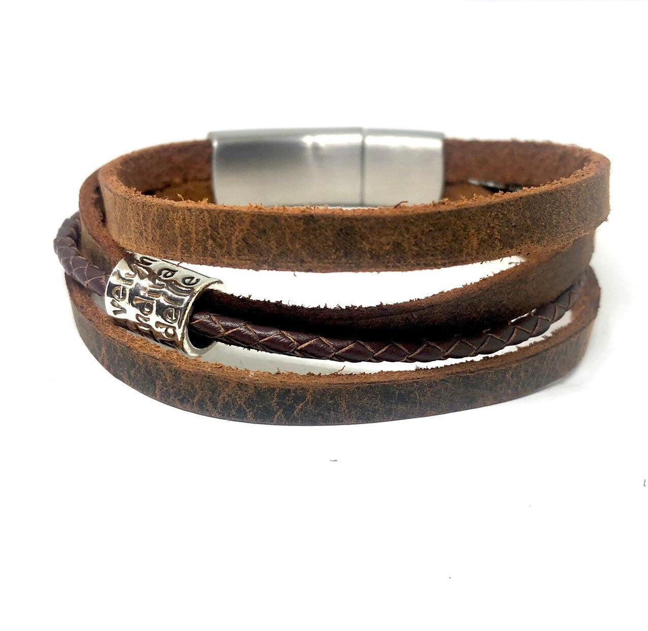 Mens Bracelet, Leather Wrap Bracelet, Mens bracelet, Boho Bracelet Gift For Men, Fathers day Gift, Personalised leather Bracelet Papa