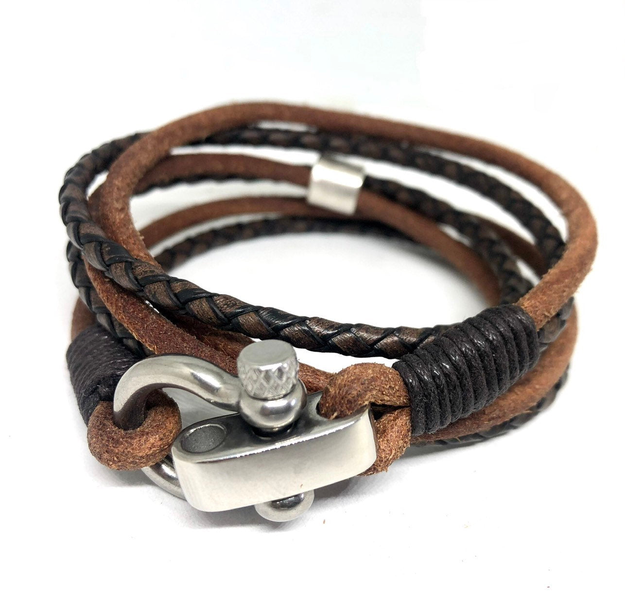 Mens Leather Bracelet, Personalised Custom Bracelet, Engraved Mens Cuff, Wrap Bracelet, Coordinates Bracelet. Gift For Dad