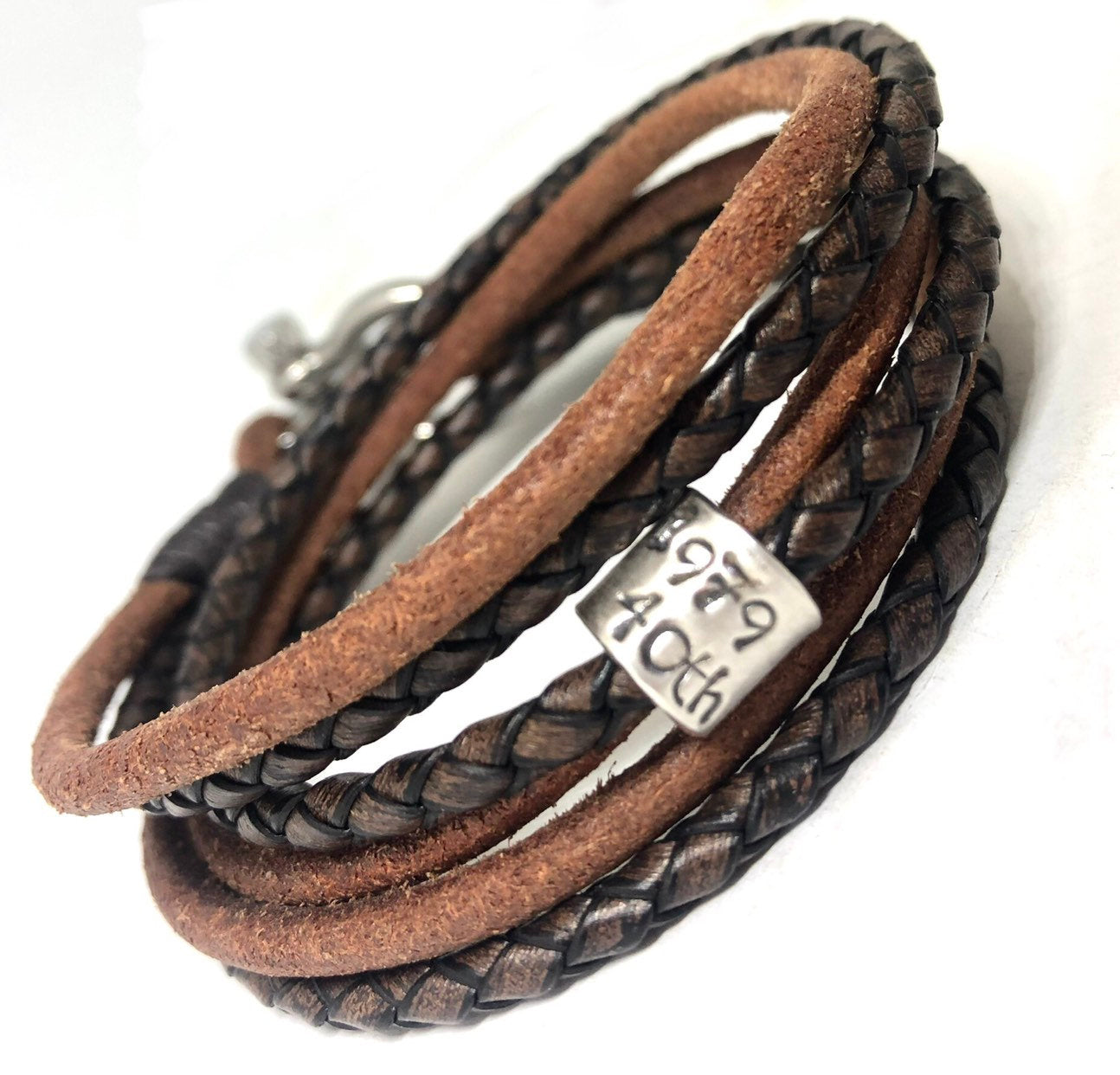 Mens Leather Bracelet, Personalised Custom Bracelet, Engraved Mens Cuff, Wrap Bracelet, Coordinates Bracelet. Gift For Dad