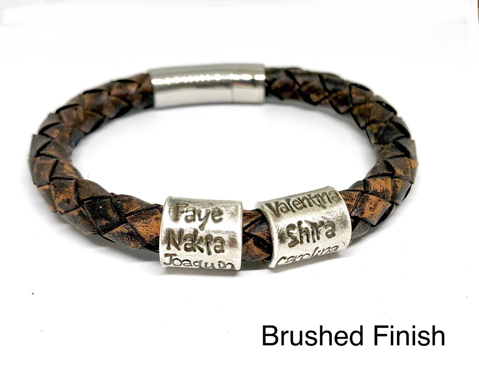 Mens Personalised Bracelet, Leather Bracelet, Personalised Name Bracelet, Mens Cuff, Custom Bracelet, Engraved Bracelet, Granddad Gift