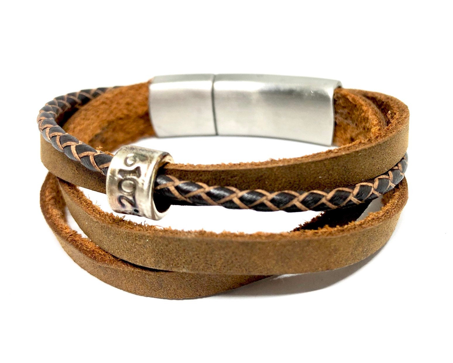 Mens Wrap Bracelet Leather Wrap Bracelet Mens bracelet Boho Bracelet Gift For Men Fathers day Gift Personalised leather Bracelet