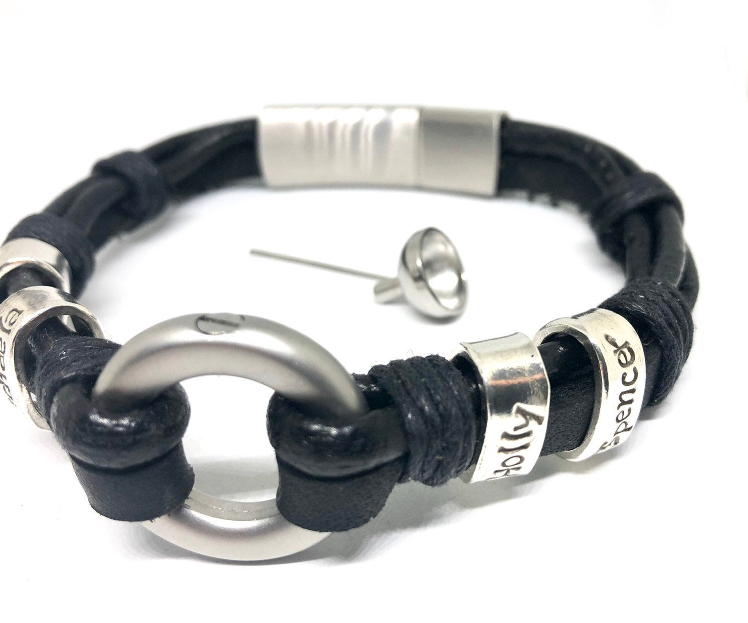 Leather Snap Memorial Charm Bracelet/Cremation Bracelet /Pet Memorial/Ash Jewelry/100+ top Color Options/Cremation Memorial