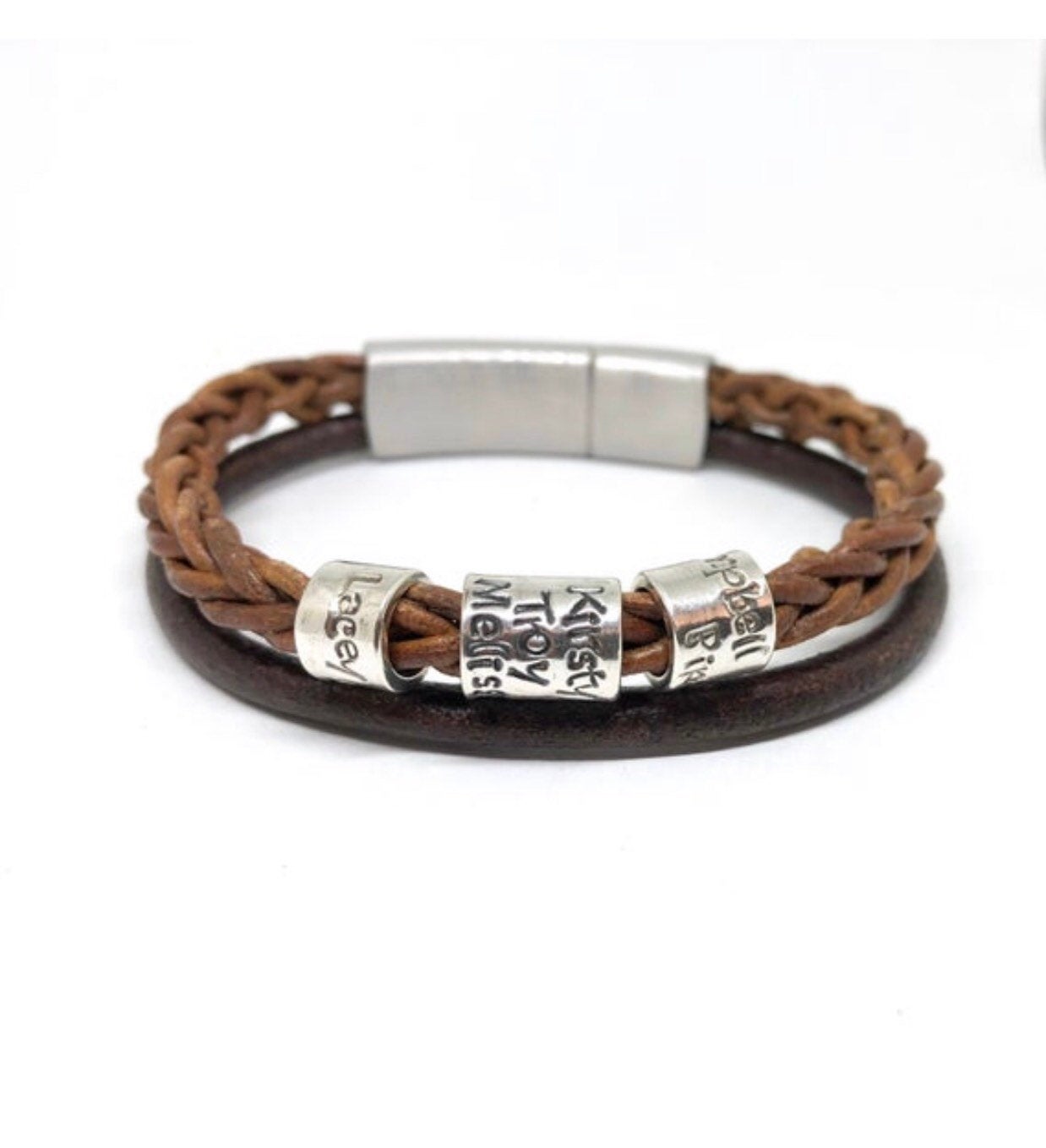 Mens Leather Bracelet, Fathers Day, Men Personalised Bracelet, Custom bracelet, Mens Gift, Mens  Charm, Men Leather Wrap, engraved bracelet