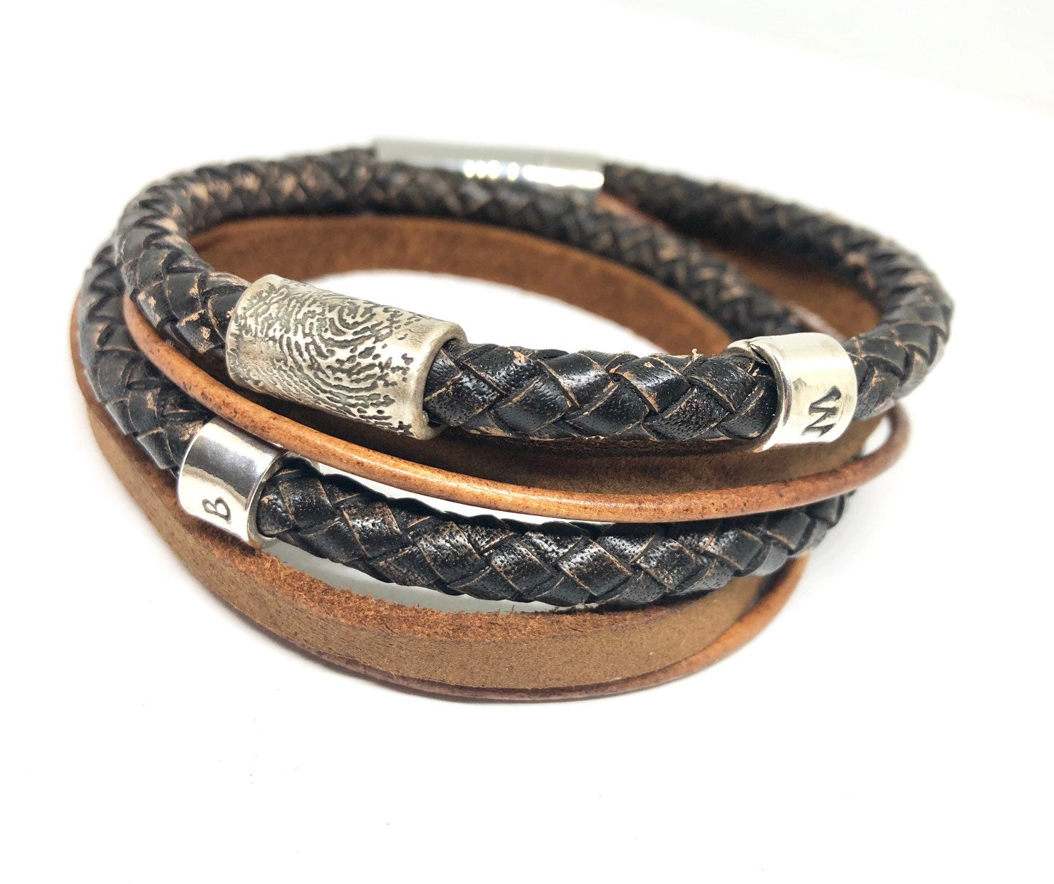 Mens Personalised Bracelet, Leather Wrap, Custom Stamped Mens Bracelet, Mens Gift, Personalised for Men, Mens, Leather Bracelet for Men