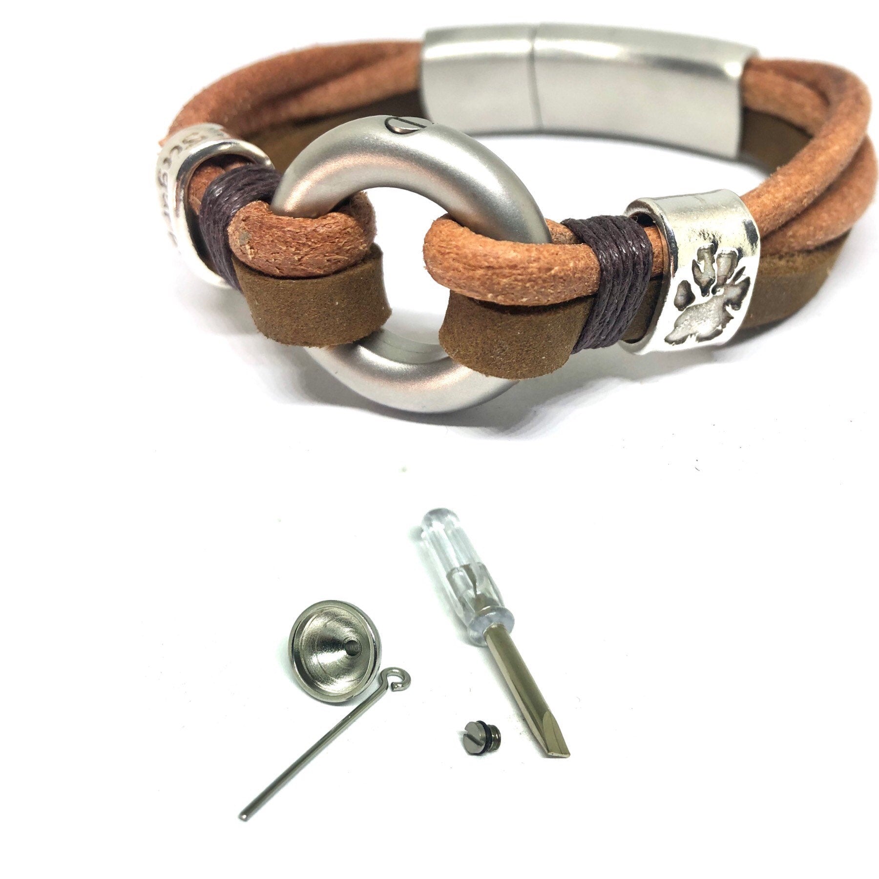 Mens Cremation Jewelry, Pet Ashes keepsake, Paw Print Bracelet, Paw Print Beads, Ashes Memorial Jewellery, Sympathy Gift for Men, Keepsake