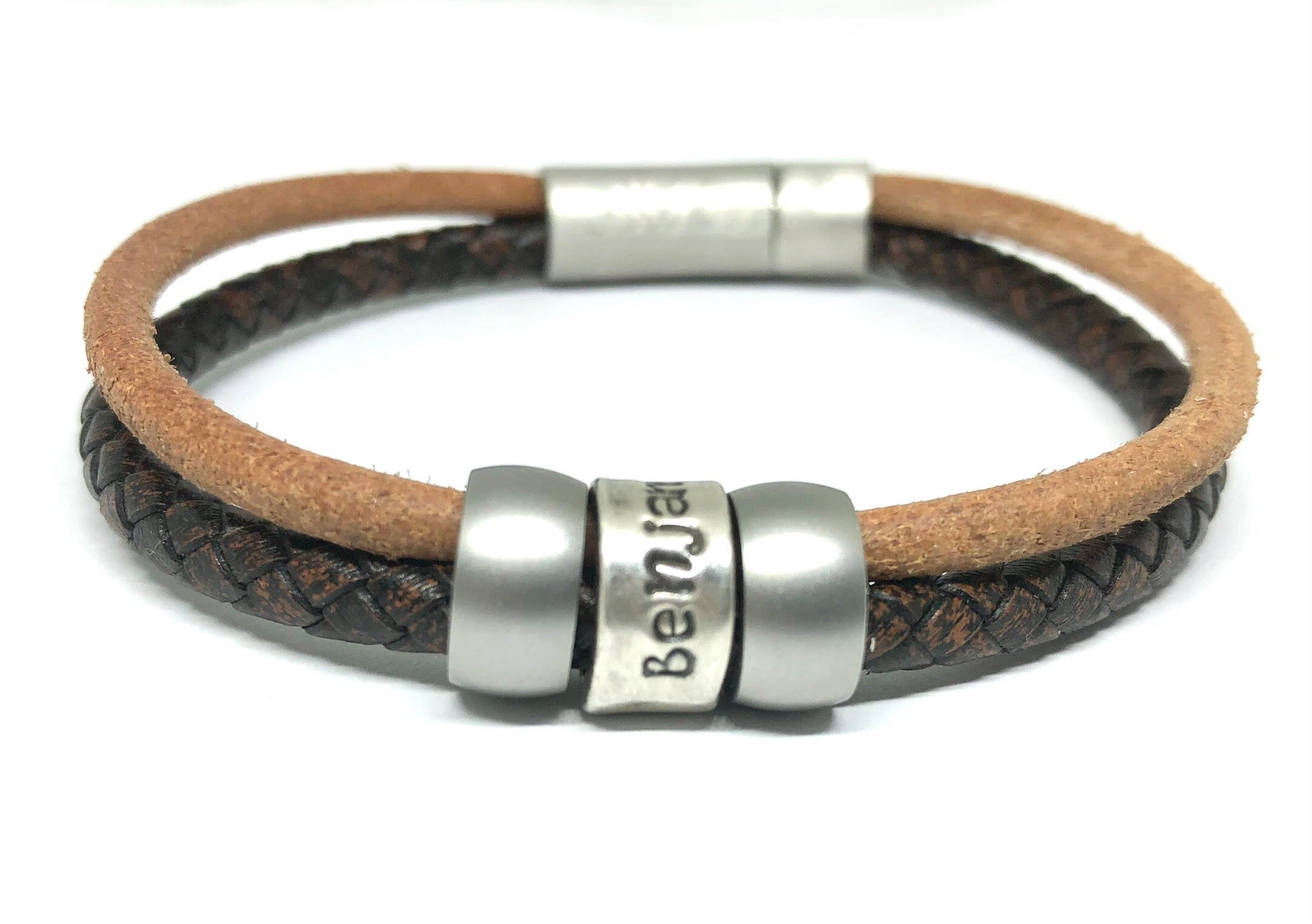 Mens Personalised Leather Bracelet, Name Jewelry, Fathers Day Gift, Bracelet Homme, Boys Graduation Gift, Bracelet Cuir