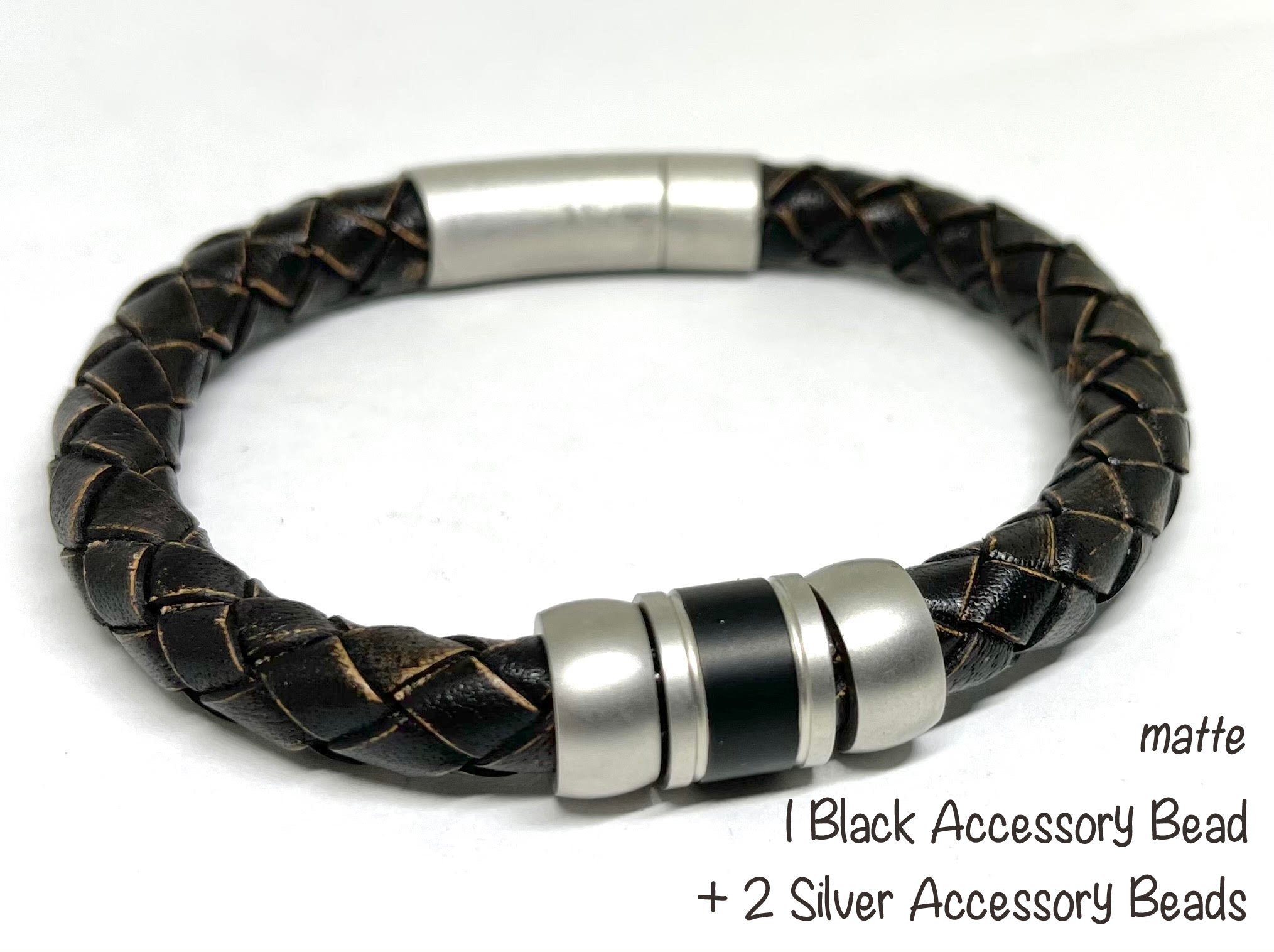 Leather Bracelet for Men, Mens Bead Bracelet, Fathers Day Gift, Mourning Jewelry, Mens Cuff Bracelet, Personalised Jewelry, Mens Jewelry