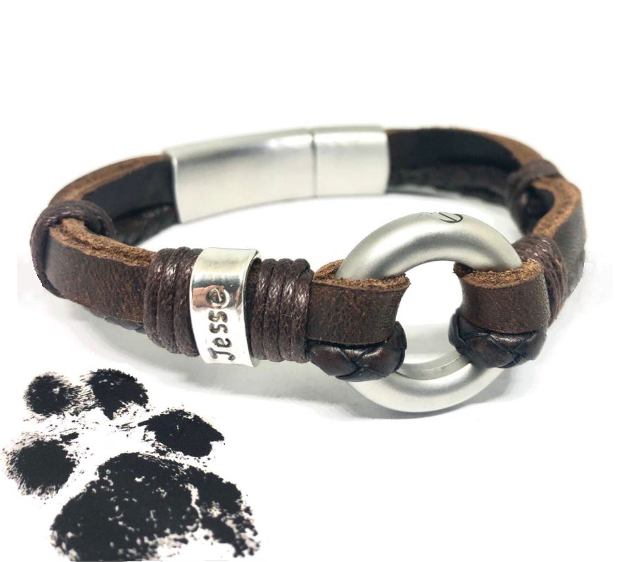 Cremation Jewelry for Men, Paw Print Bracelet, Pet Ashes keepsake, Mens Cremation Jewelry, Paw Print Beads, Sympathy Gift for Men, Keepsake