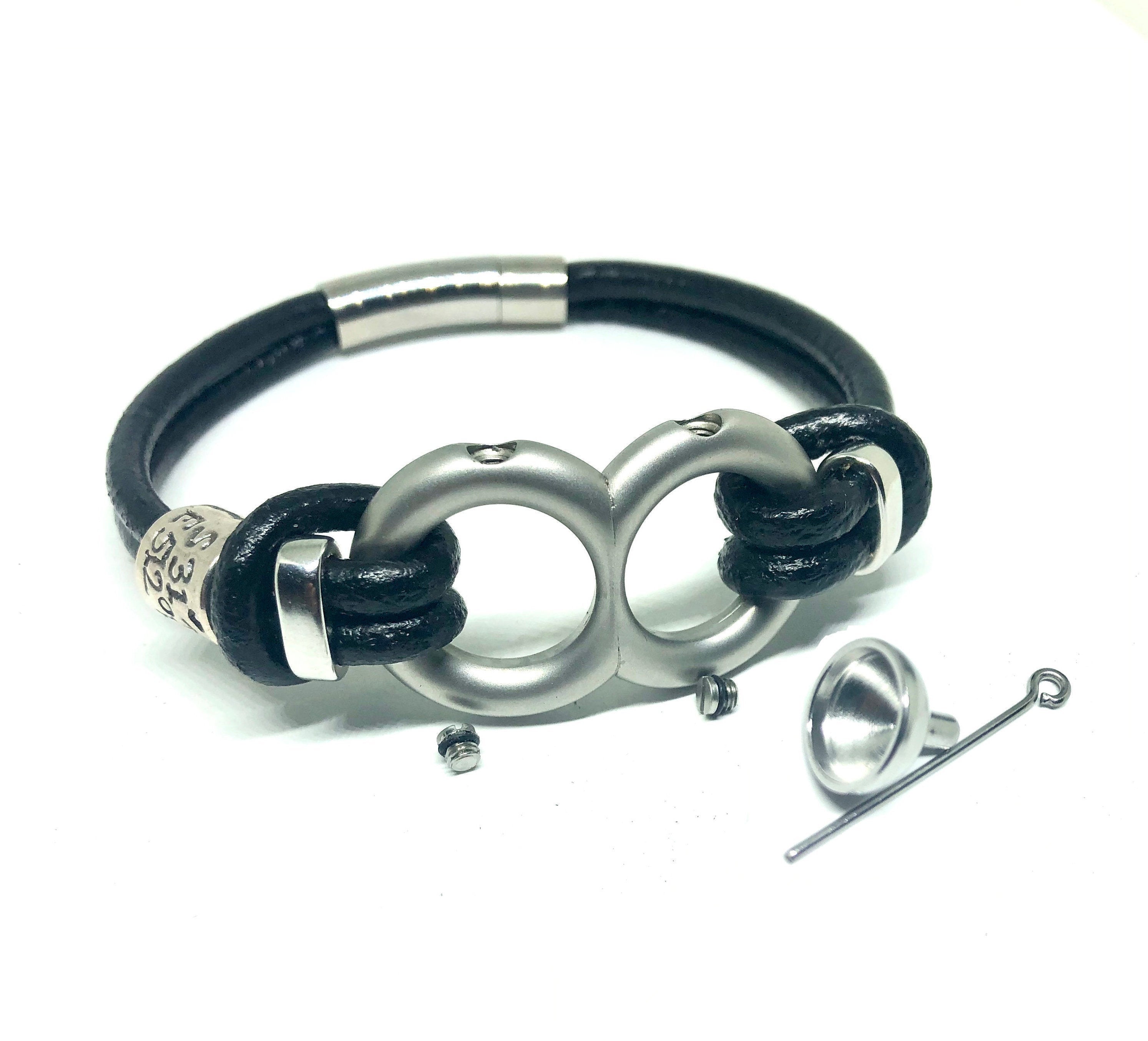 Double Urn Bracelet, Mens Cremation Bracelet, Sympathy Gift For Men, Bereavement Jewelry, Pet Cremation Jewellery, Engraved Memorial Gift
