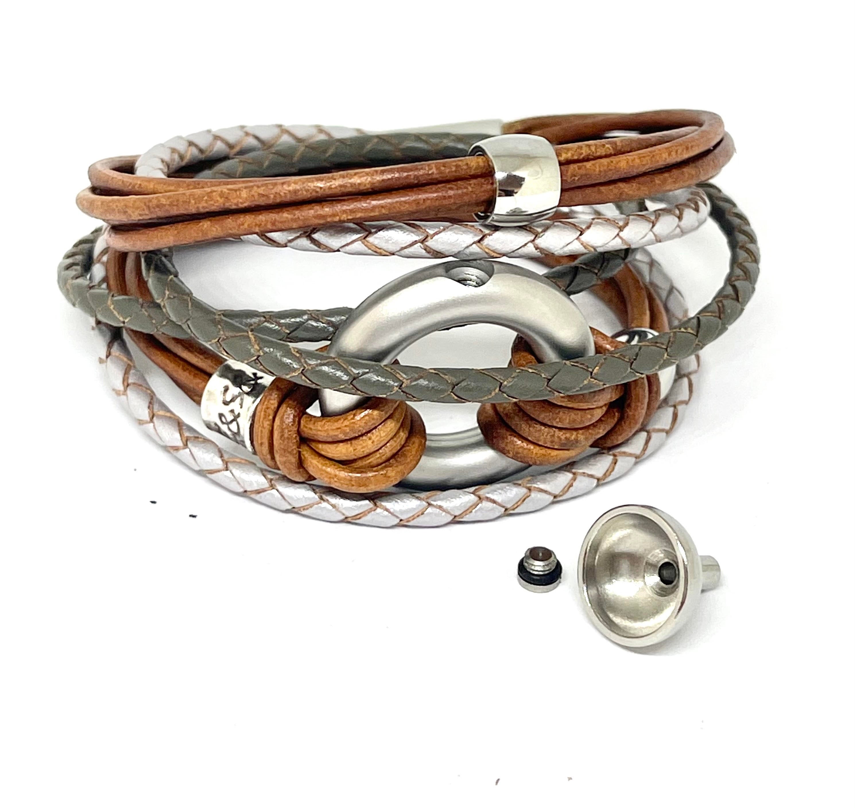 Mourning Jewelry, Leather Wrap Bracelet, Baby Urn, Urns for Human Ashes, Ashes Memorial Bracelet Womens Urn Bracelet For Cremains Baby Ashes