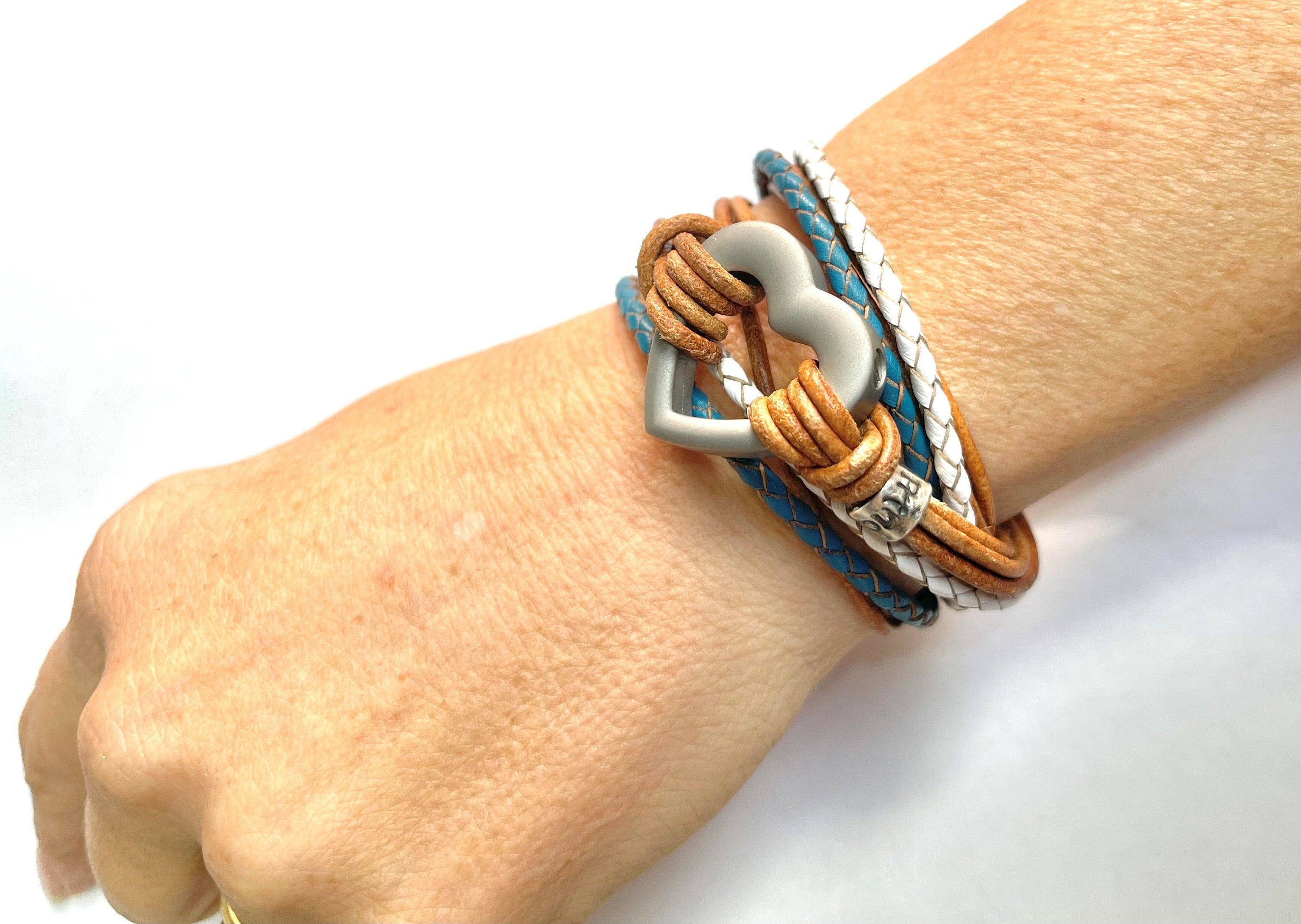 Leather Silver Heart Urn Bracelet, Pet Cremate Bracelet, Ashes Memorial, Womens Urn Bracelet For Cremains, Mini Love Urn Human Ashes