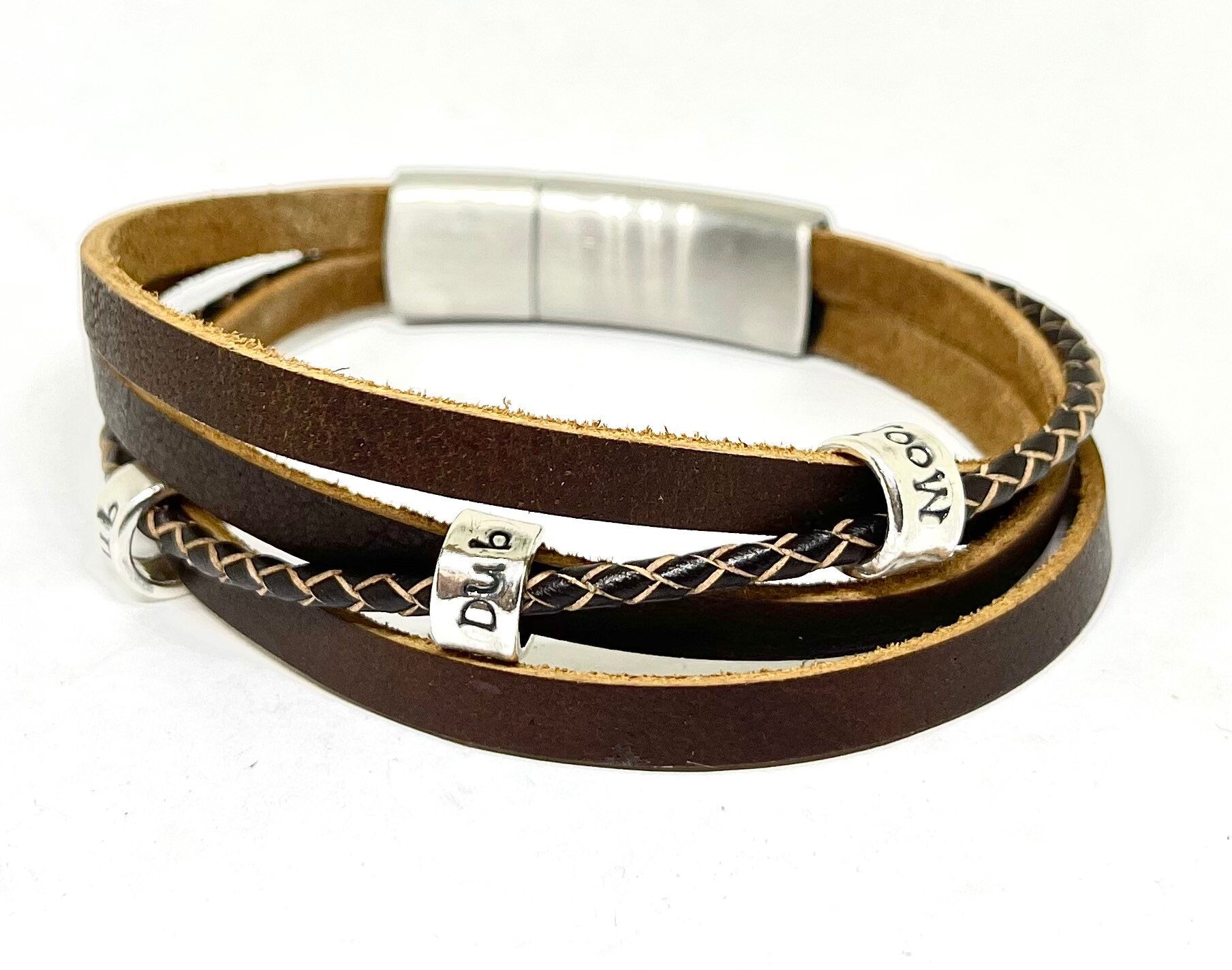 Mens Bracelet, Leather Wrap Bracelet, Mens bracelet, Boho Bracelet Gift For Men, Fathers day Gift, Personalised leather Bracelet Papa
