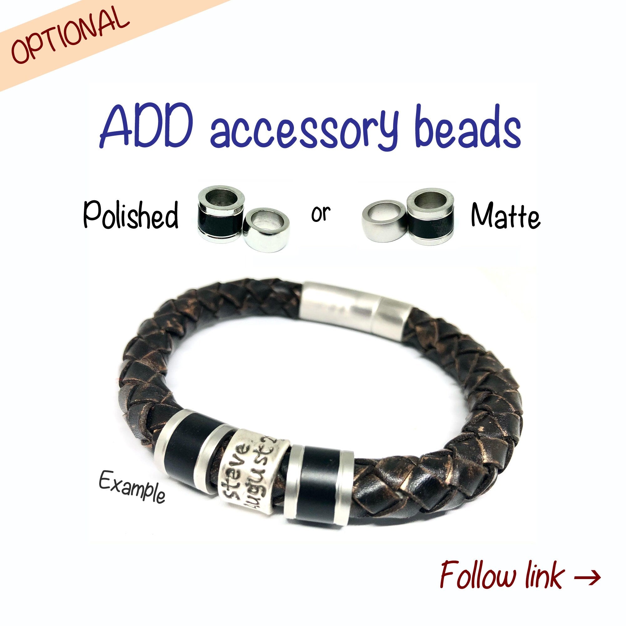 Mens Bracelet, Personalised Custom Jewellery for Dad, 60th Birthday Gift for Man Leather Bracelet, Man Engrave Bracelet Wrap, Stepdad Gift