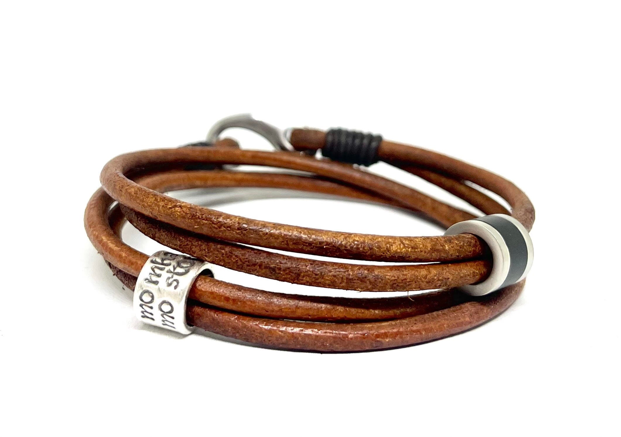 Father's Day Gift, Present for Dad, Fathers Day from the Bump, Personalised Mens Gift, Mens Leather Bracelet, Personalised Mens Bracelet