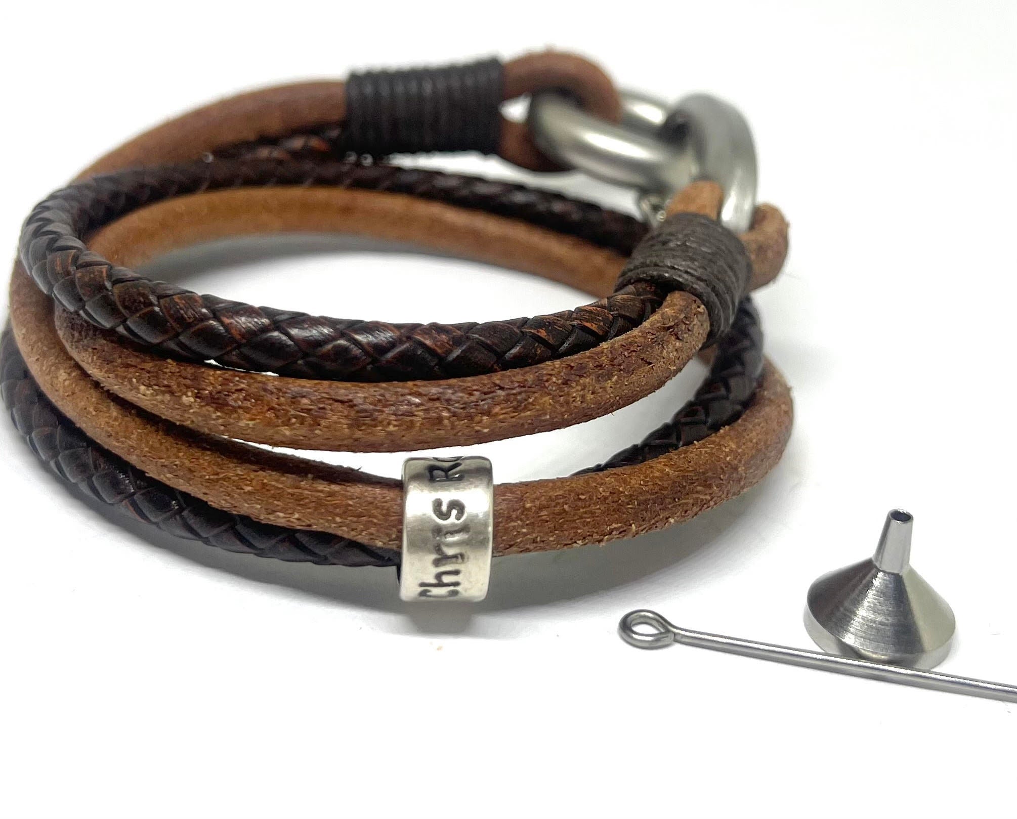 Ashes Bracelet for Men, Urn Jewellery, Pet Memorial Keepsake