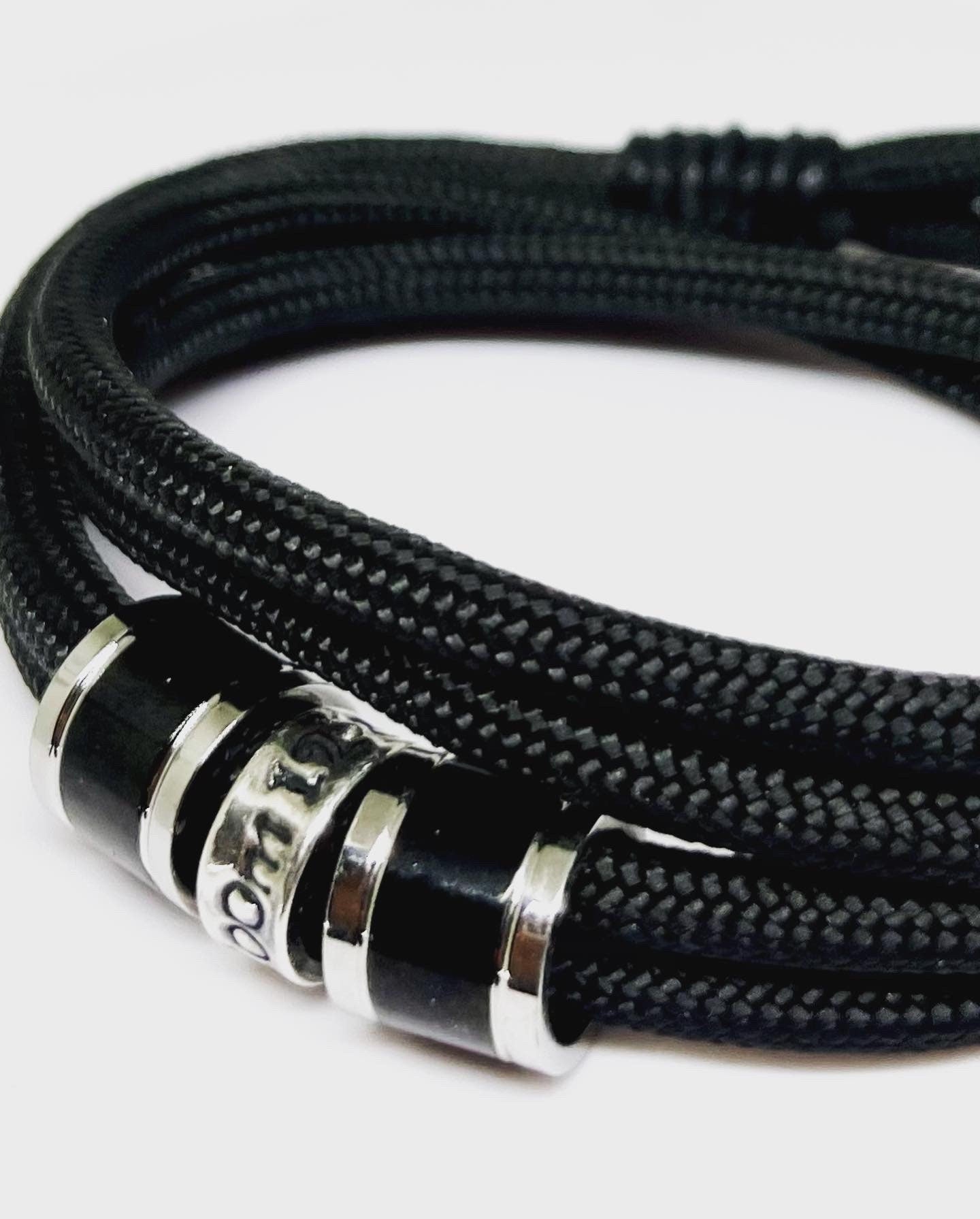 Men's Thin Black Leather Wrap Rope Bracelet | Tulum 8 XL