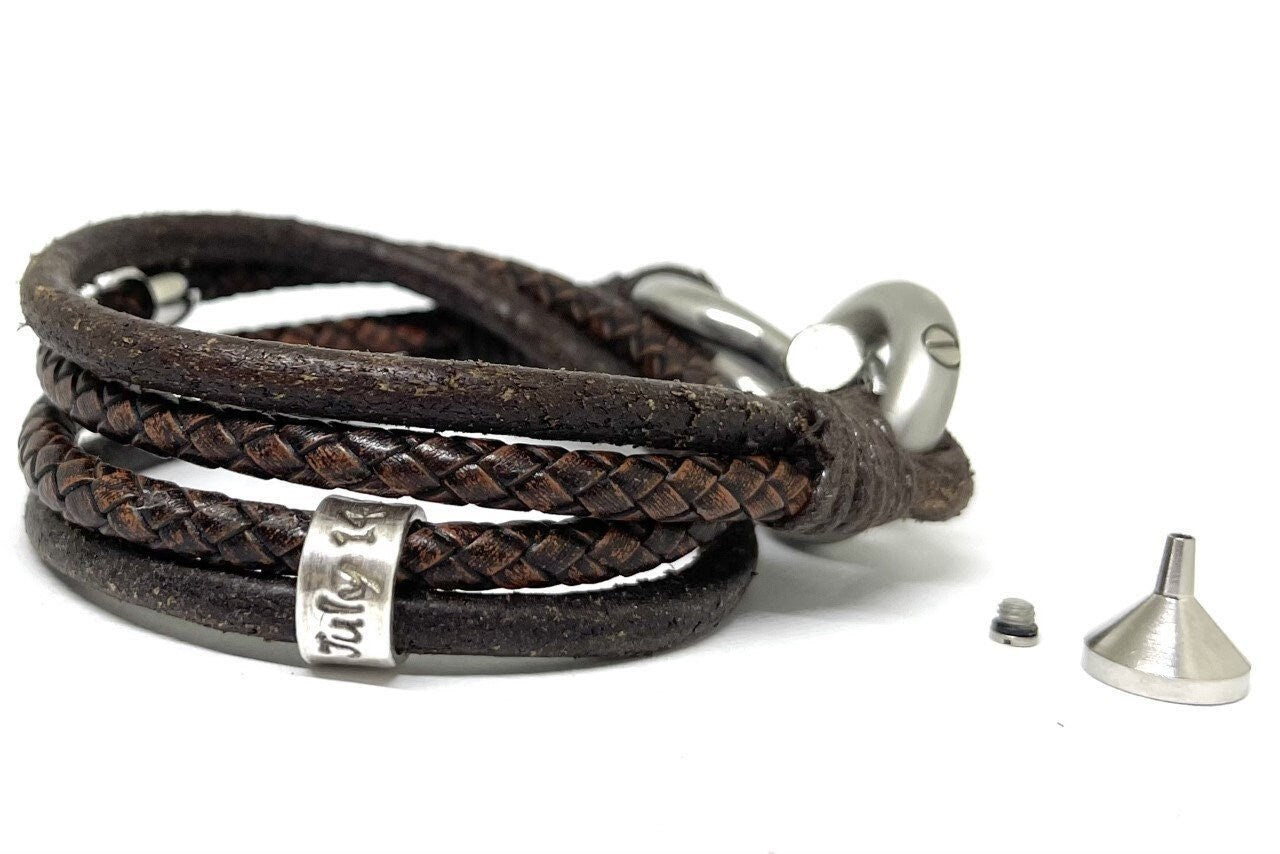 Mens Ashes Bracelet, Urn Jewellery for Men, Dog Loss for Dad