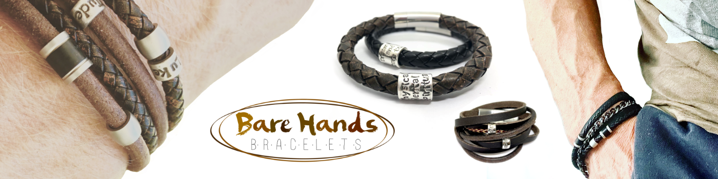 Personalised Men s and Women s Leather Silver Bead Bracelets