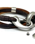 Urn Bracelet, Modern Pet Urn, Ashes Jewellery, Brown Double Wrap Leather Bracelet, Personalised Leather Engraved Memorial Bracelet