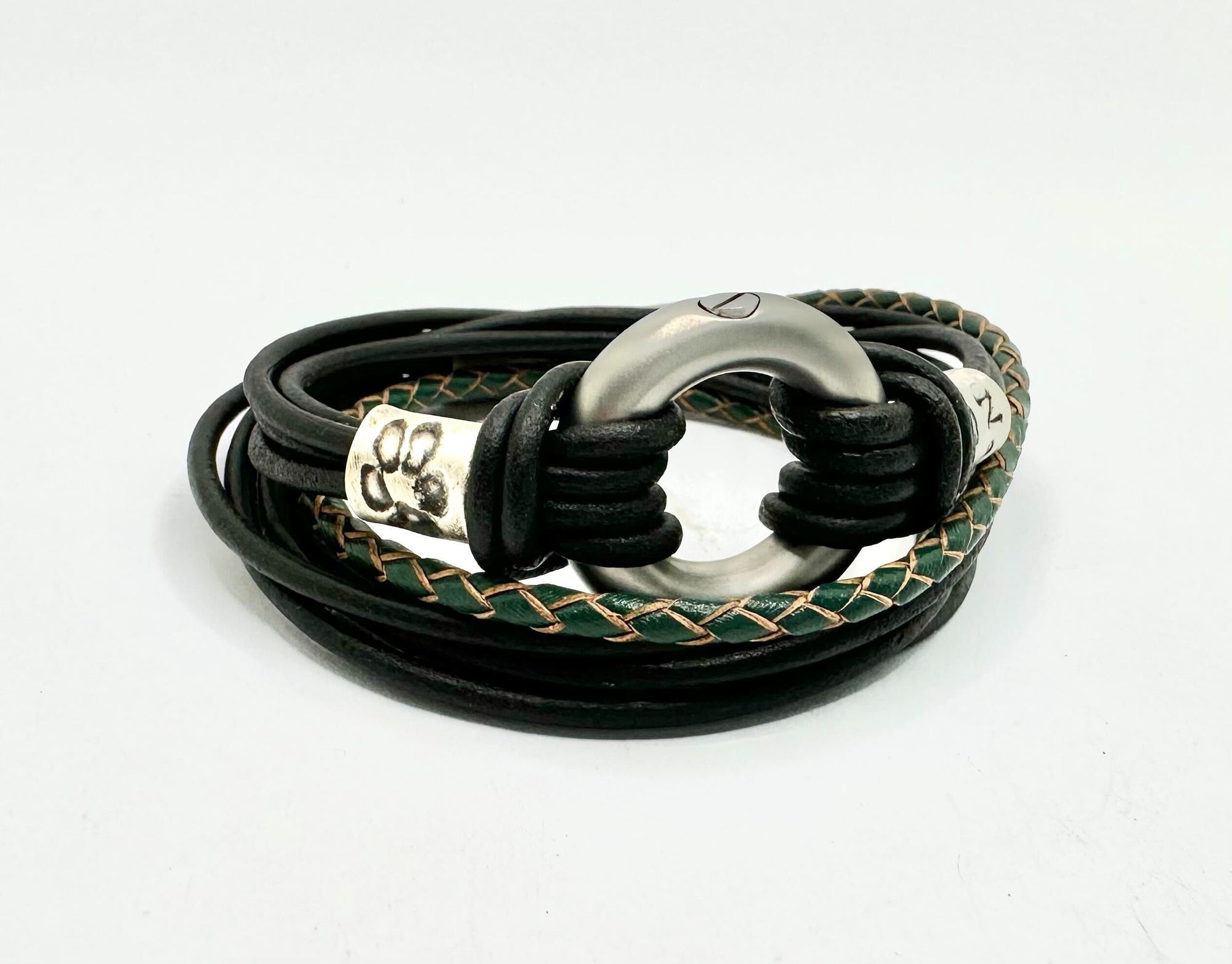 4 Cord Double Wrap Leather Cremation Bracelet for Men, Braided Leather Wrap Insert, Urns Bracelet, Modern Pet Urn