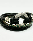 4 Cord Double Wrap Leather Cremation Bracelet for Men, Braided Leather Wrap Insert, Urns Bracelet, Modern Pet Urn