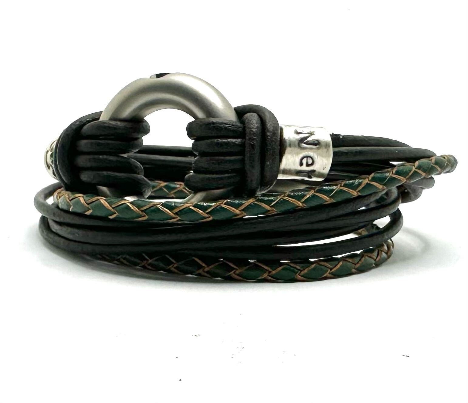 4 Cord Double Wrap Leather Cremation Bracelet for Men, Braided Leather Wrap Insert, Urns Bracelet, Modern Pet Urn