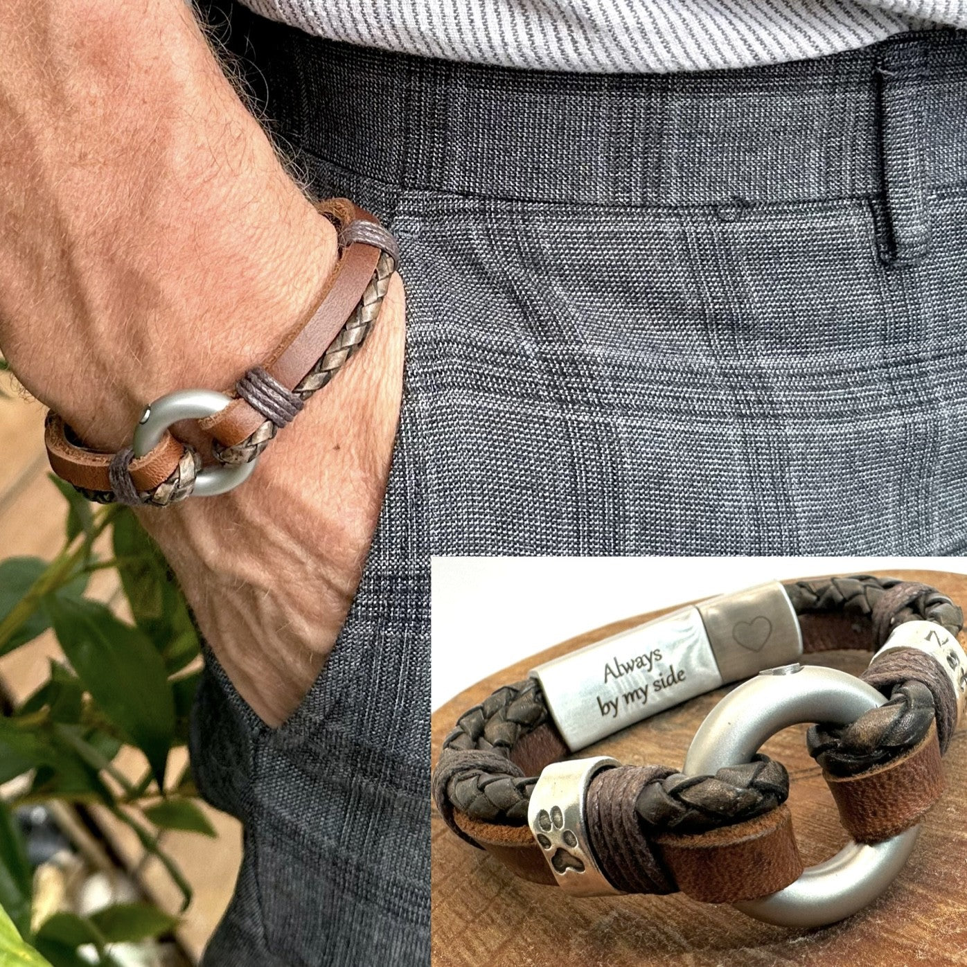 Brown Leather Memorial Urn Bracelet