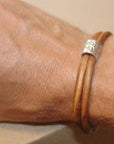 Mens Personalised Bracelet, Personalised Silver Name Bead Bracelet, Mens Leather Bracelet, Viking Bracelet, New Dad Gift, Screw Bracelet