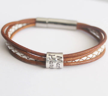 Womens Personalised Bracelet, Mothers Day Gift, Womens  Bracelet, Charm Bracelet, Silver Charm Bracelet, Leather Bracelet, Pandora, Mother D