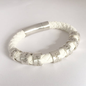 White Leather Bracelet, Womens Bracelet, Womens Leather Bracelet, Xmas Gift for Her, Womens Personalized Leather Bracelet, Name Bracelet