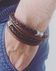 Mens Personalised Bracelet, Leather Wrap, Custom Stamped Mens Bracelet, Mens Gift, Personalised for Men, Mens, Leather Bracelet for Men