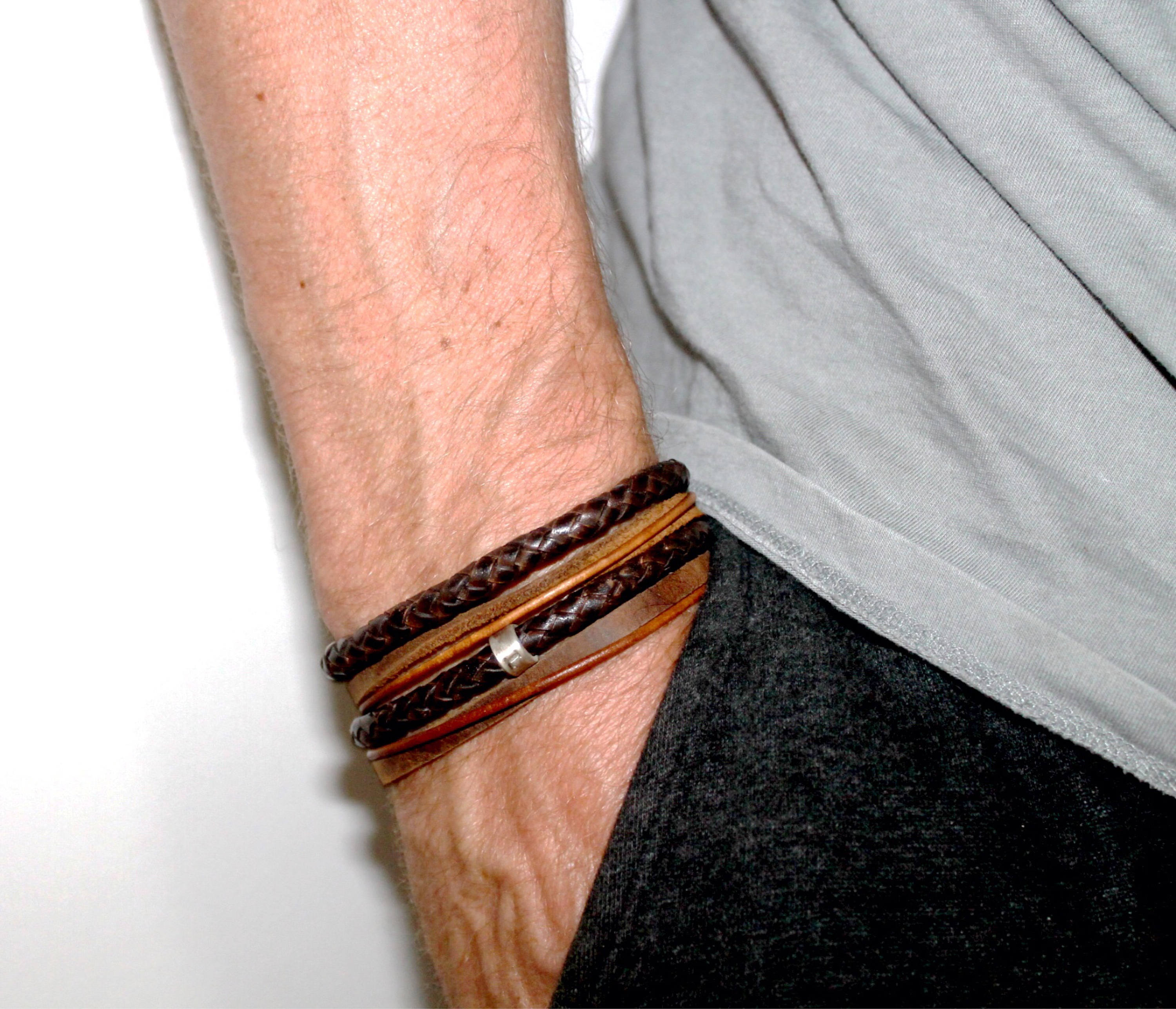 Valentines Gift, Husband Gift, Mens Leather Bracelet, Personalised Bracelet, Boyfriend Gift, Gifts For Men, Mens Cuff Wrap, Leather Wrap