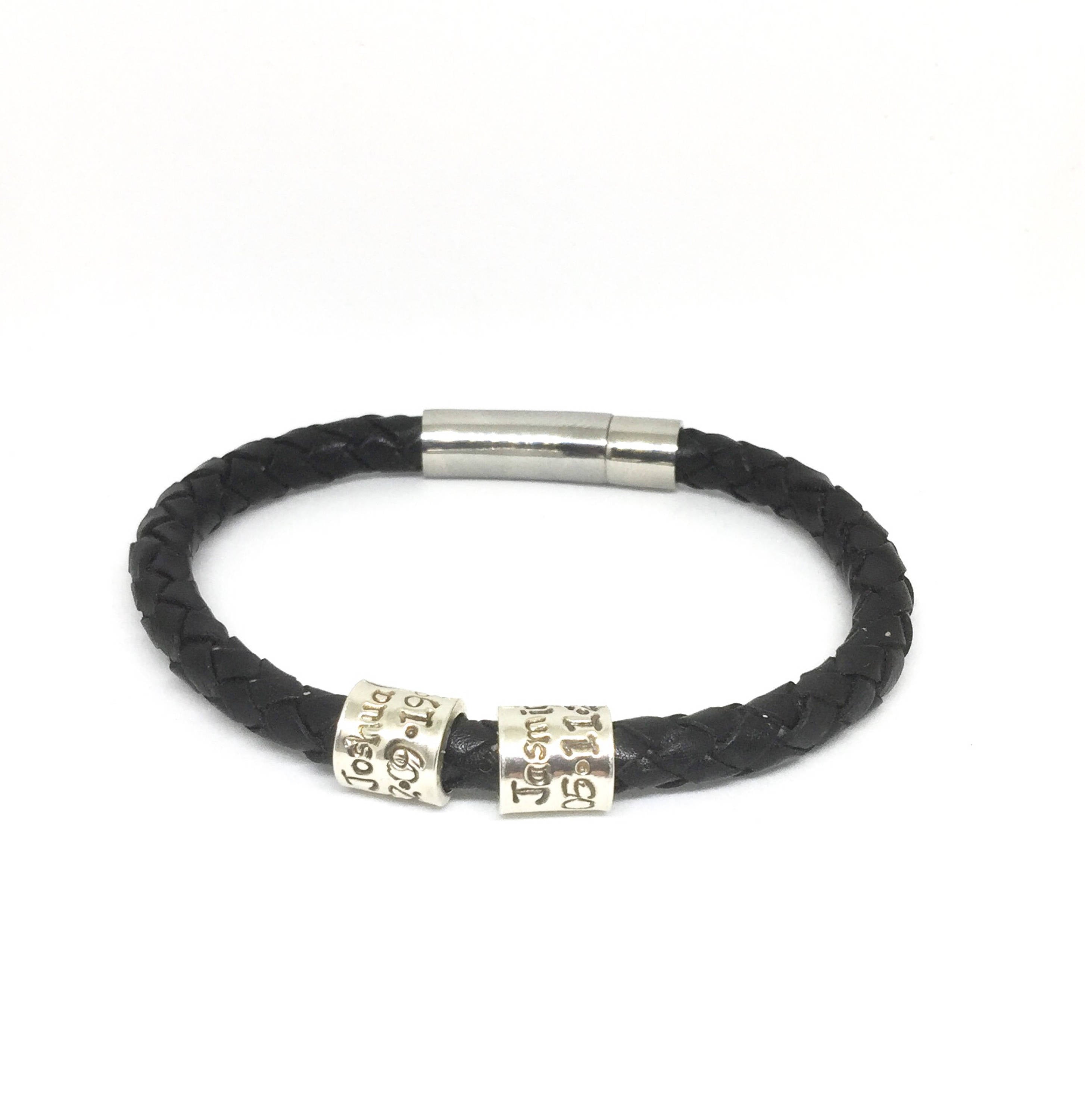 Customised Bracelet, Name Bracelet, Mens Bracelet, Fathers Day Gift, Leather Bracelet, Gift for Him, Personalised Mens Bracelet, Mens Cuff