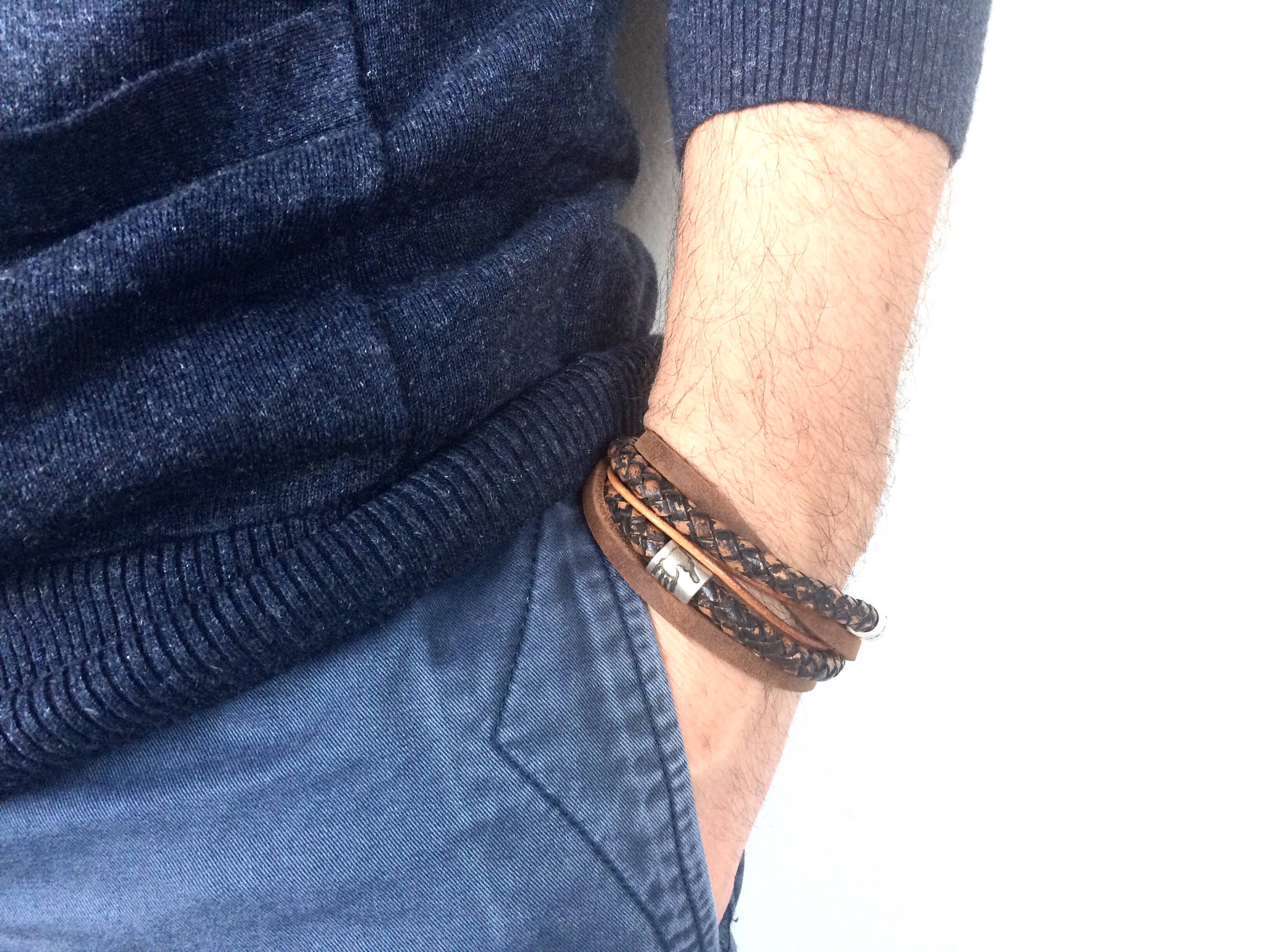 Dad Christmas Gift, Bracelet for Men, Dad Bracelet, Cuff Bracelet, mens Personalised Bracelet, Mens leather Bracelet, Wrap Bracelet