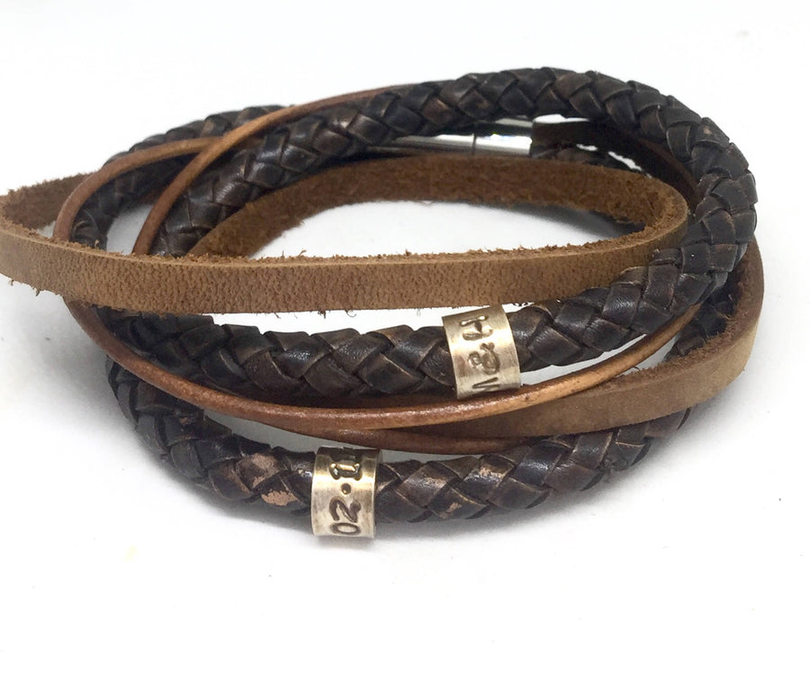 Valentines Gift, Husband Gift, Mens Leather Bracelet, Personalised Bracelet, Boyfriend Gift, Gifts For Men, Mens Cuff Wrap, Leather Wrap